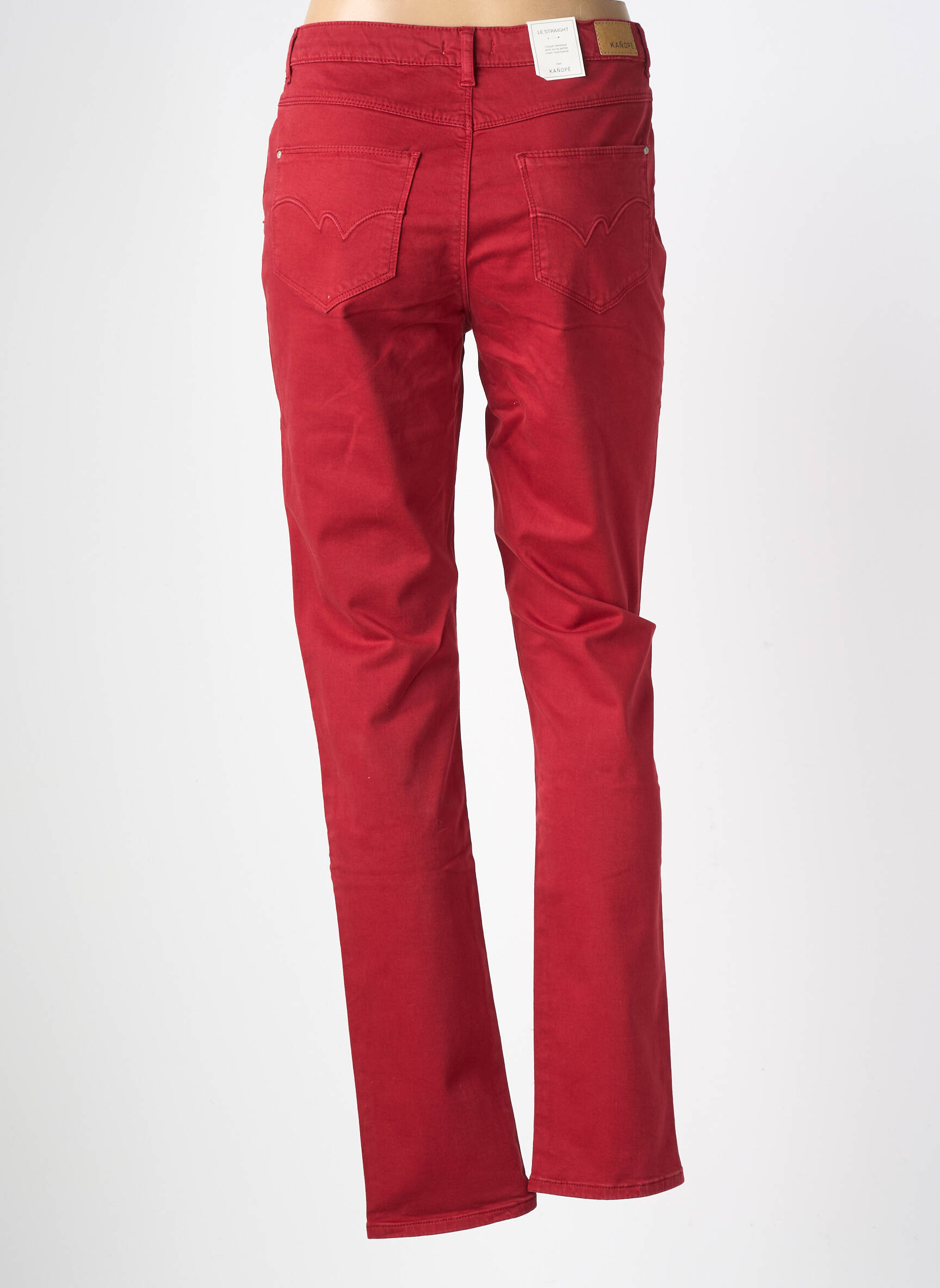 Pantalon droit stretch taille haute rouge KANOPE femme