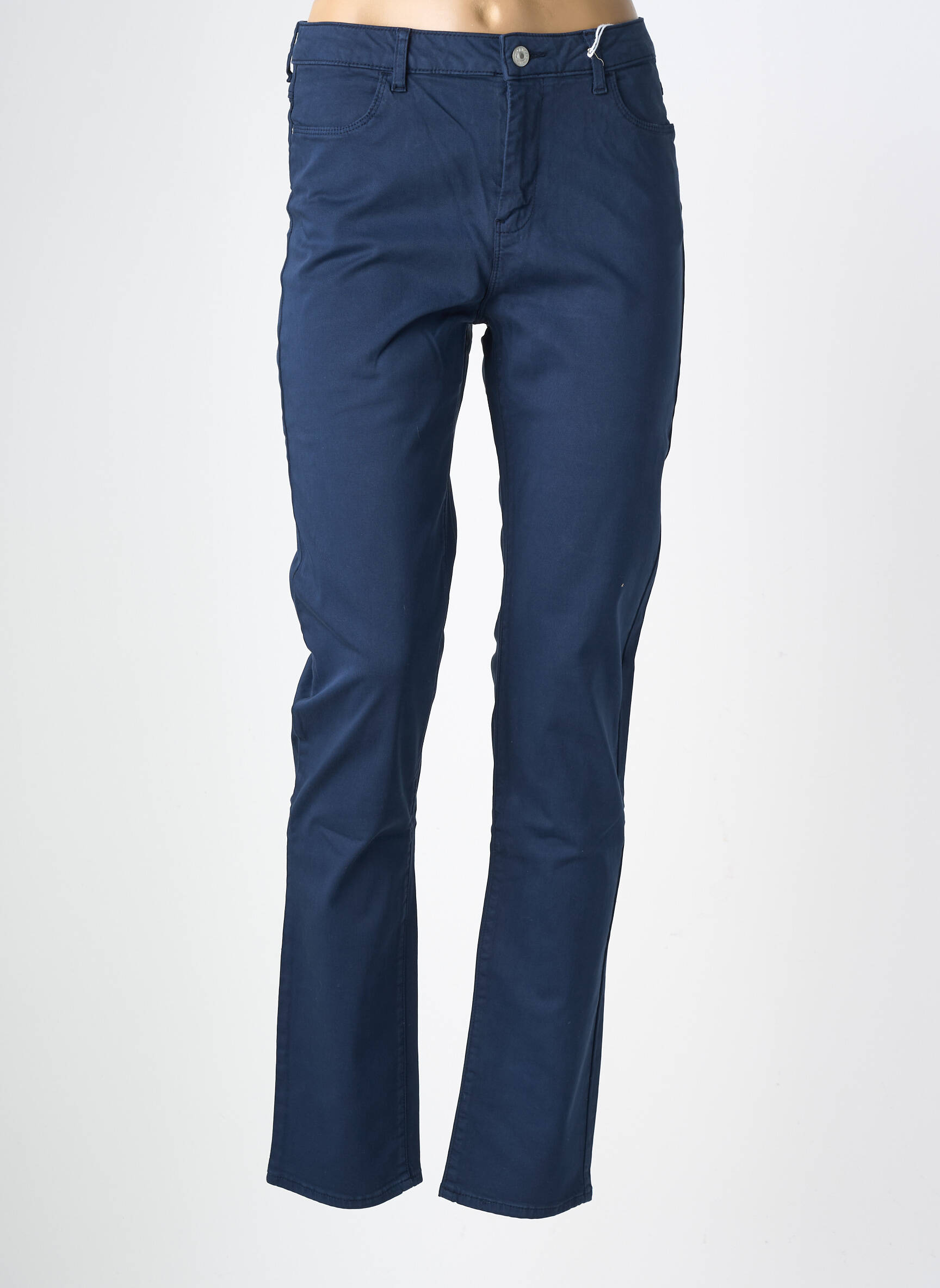 Pantalon droit stretch taille haute bleu KANOPE femme
