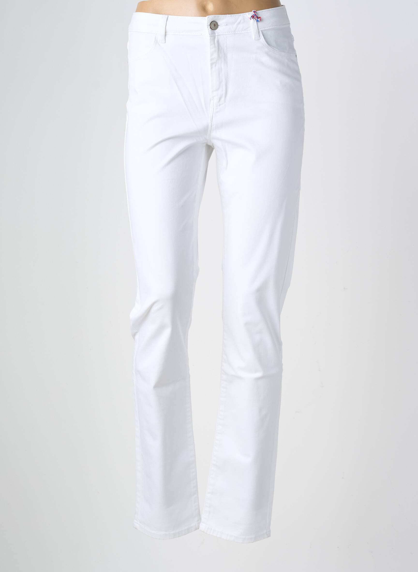 Pantalon droit stretch taille haute blanc KANOPE femme