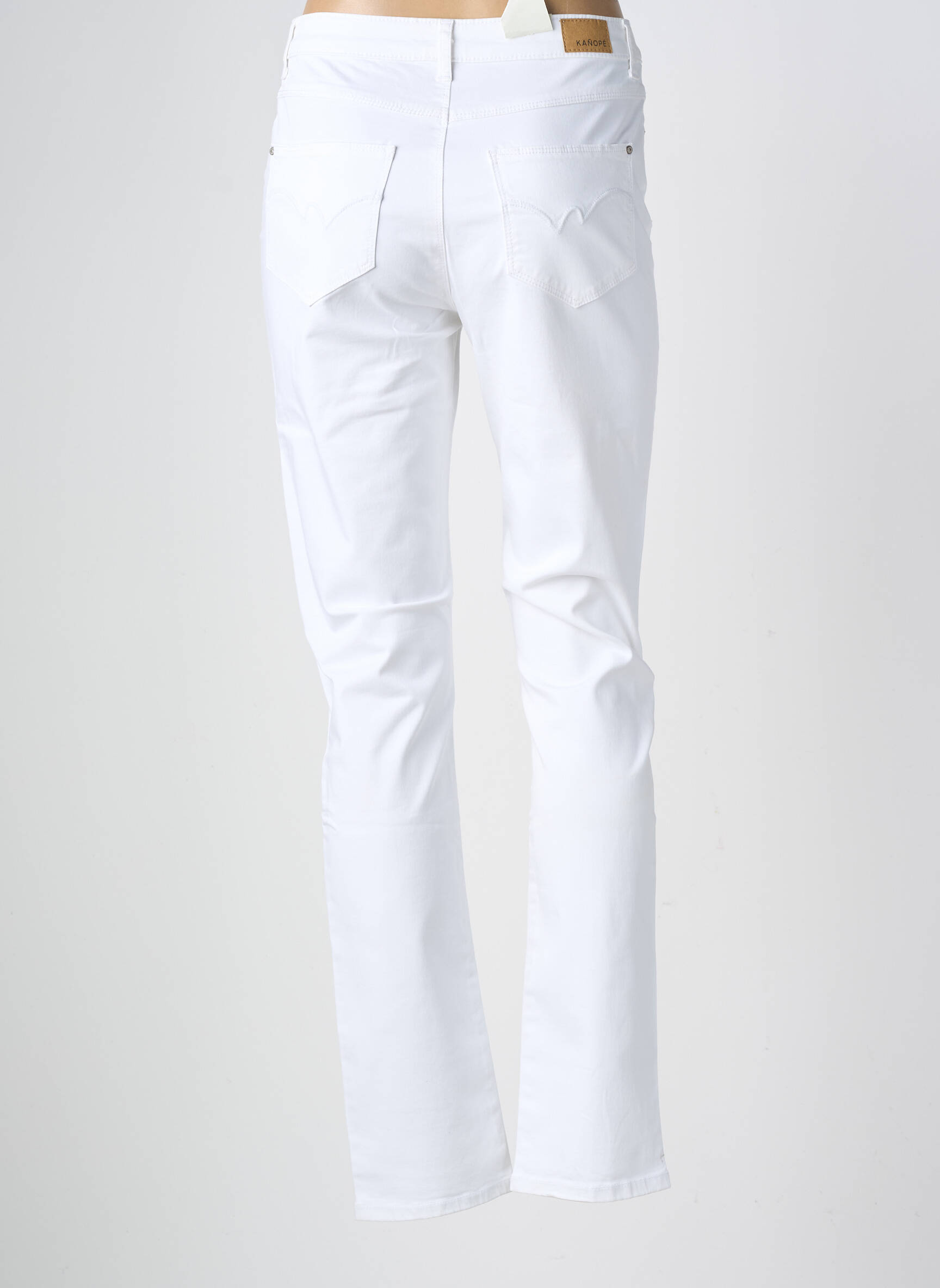 Pantalon droit stretch taille haute blanc KANOPE femme