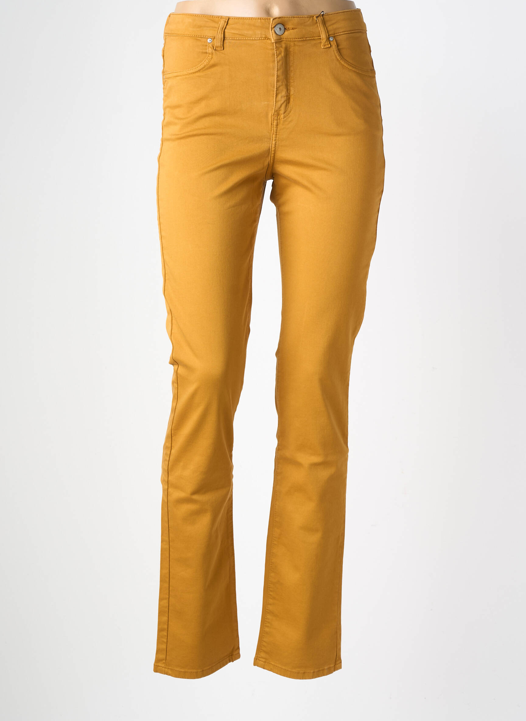 Pantalon droit stretch taille haute jaune KANOPE femme