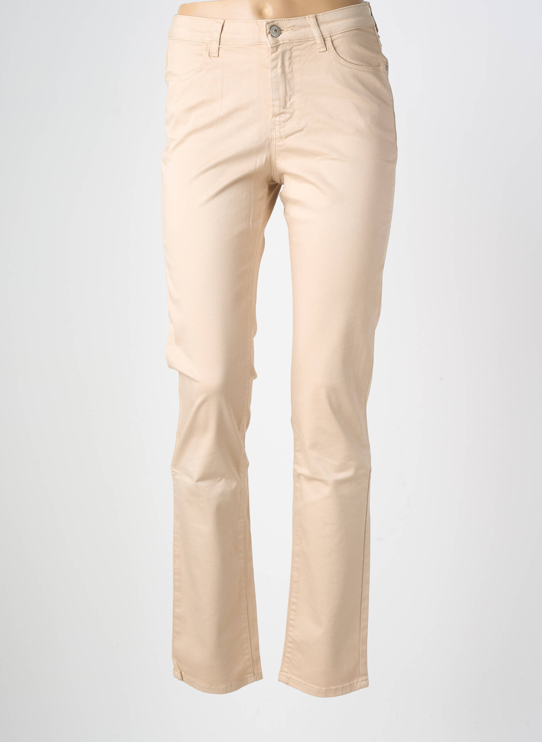 Pantalon droit stretch taille haute rose KANOPE femme
