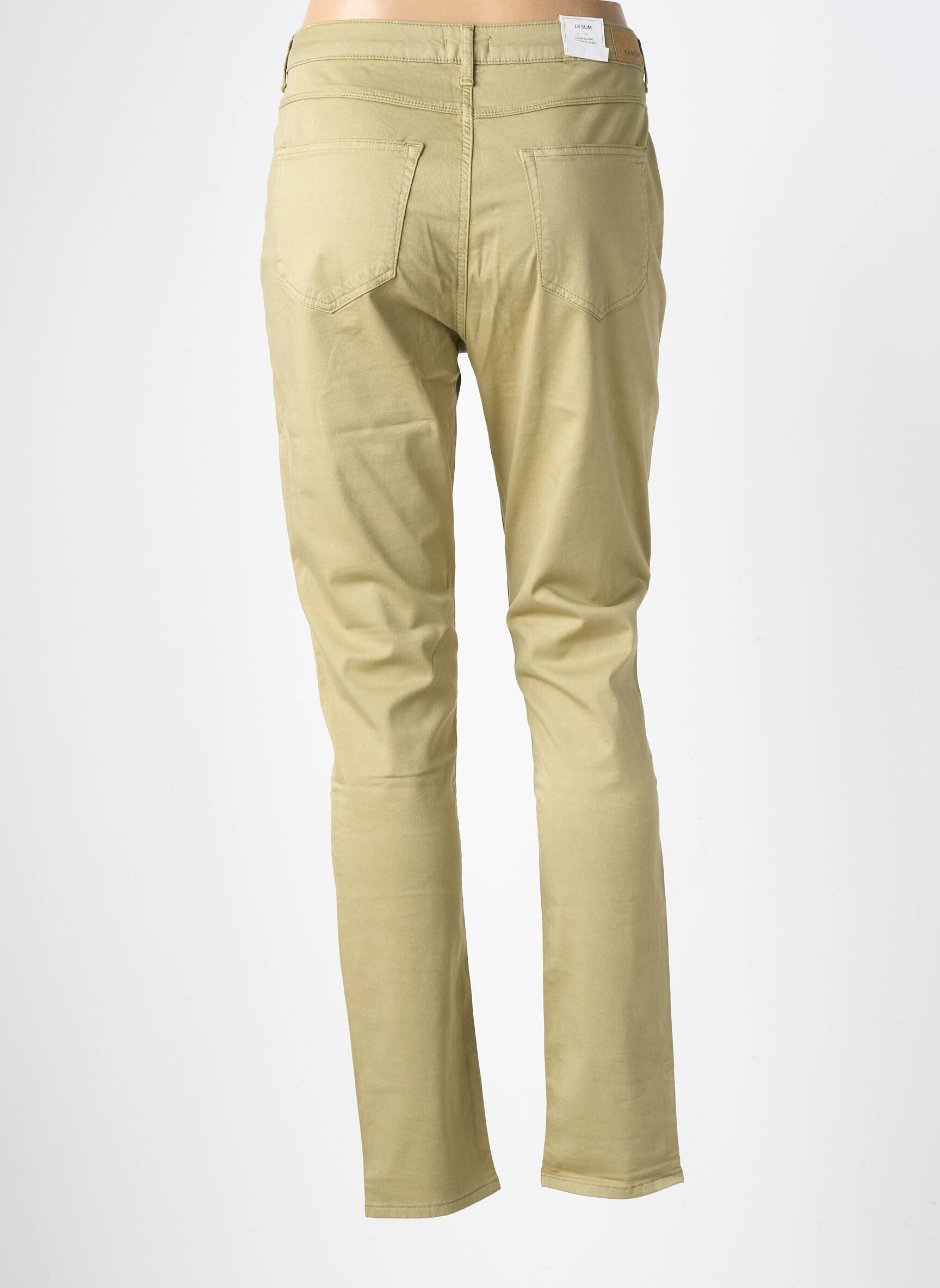 Pantalon slim tissage popeline taille normale vert KANOPE femme
