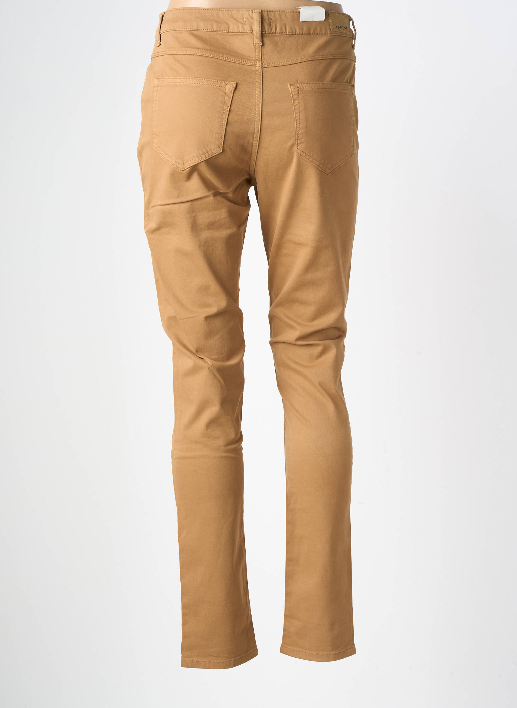 Pantalon slim tissage popeline taille normale marron KANOPE femme