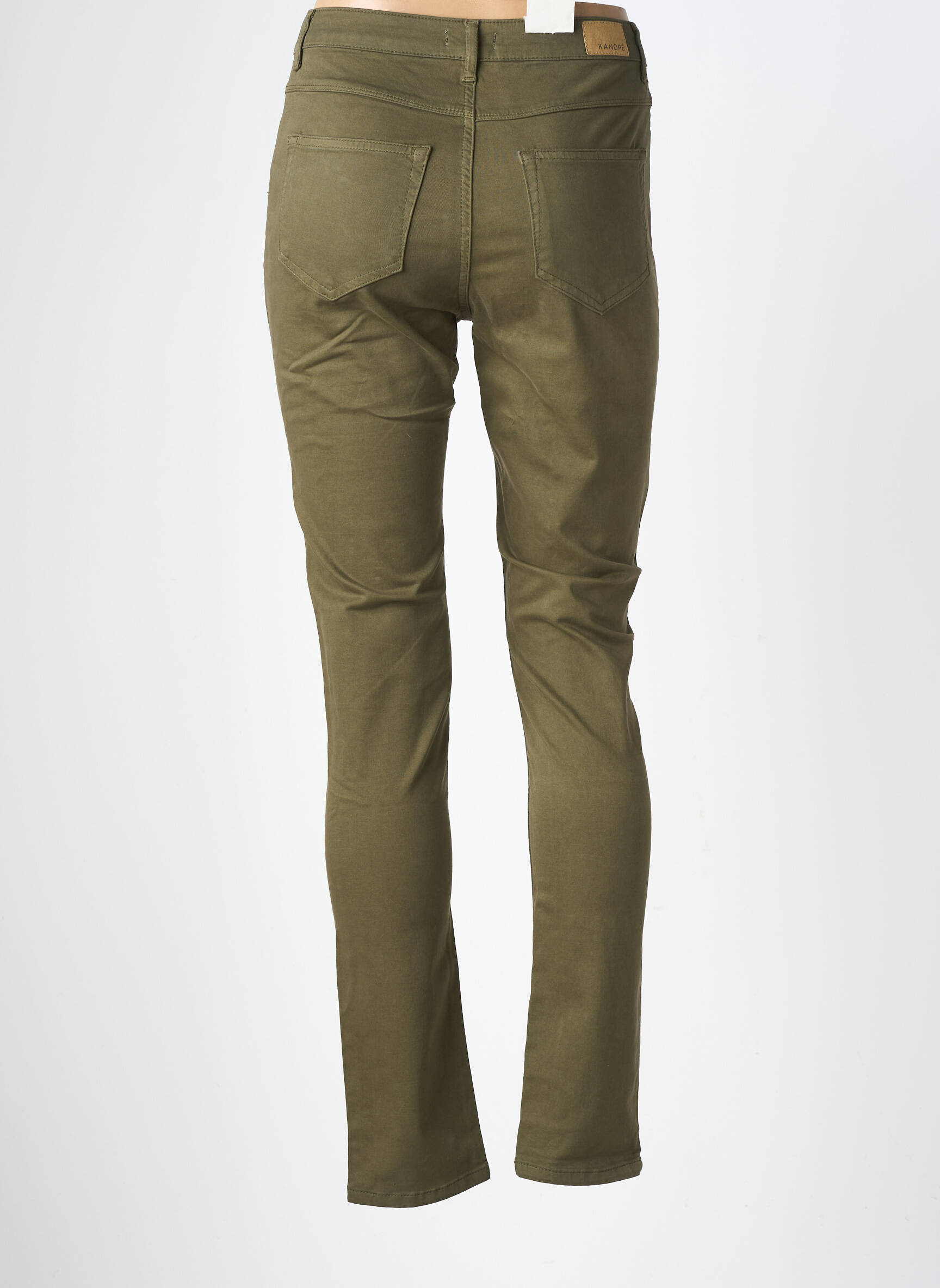 Pantalon slim tissage popeline taille normale vert fonce KANOPE femme