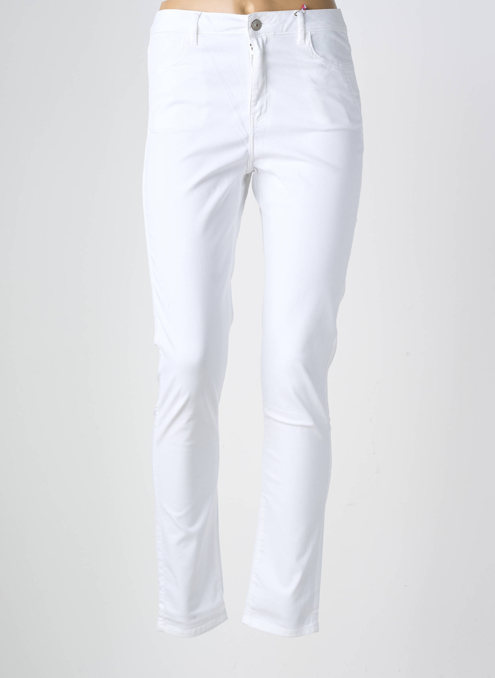 Pantalon slim tissage popeline taille normale blanc KANOPE femme
