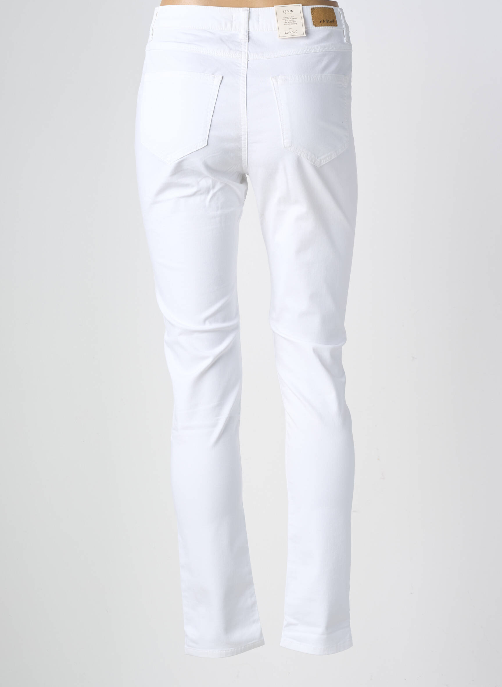 Pantalon slim tissage popeline taille normale blanc KANOPE femme