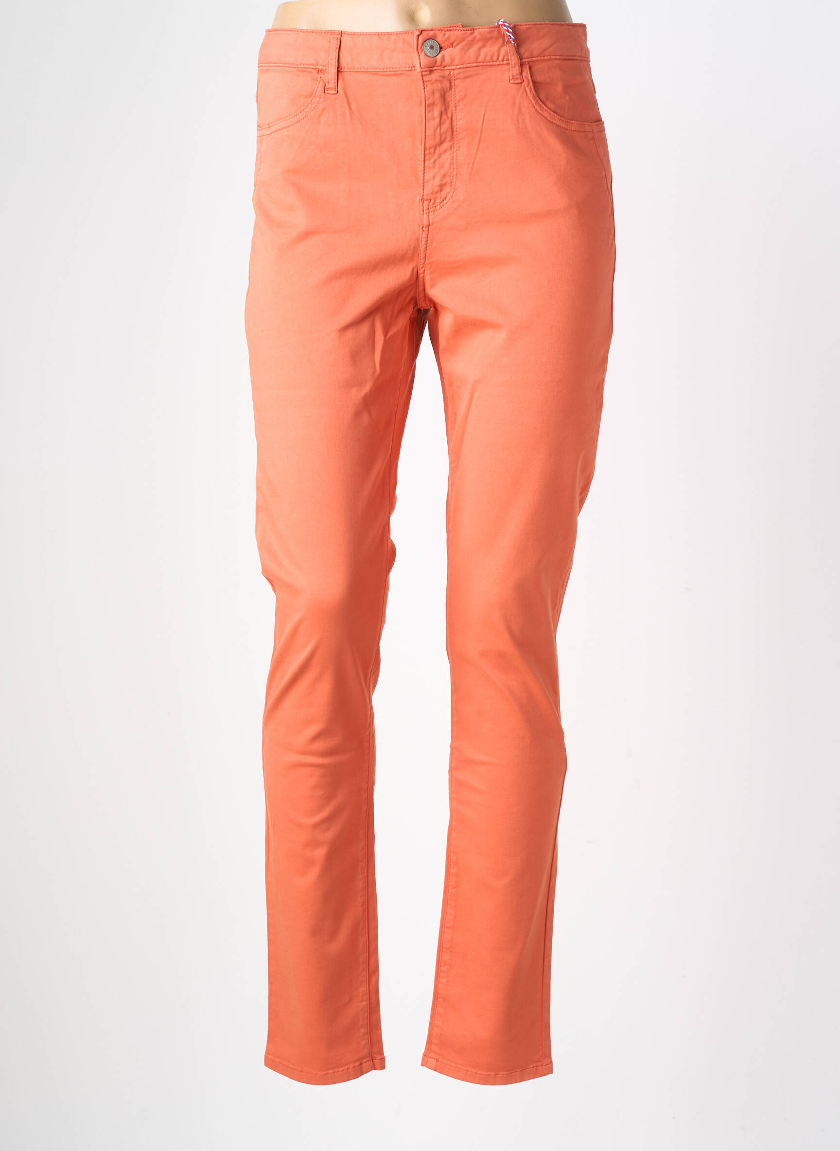 Pantalon slim tissage popeline taille normale orange KANOPE femme