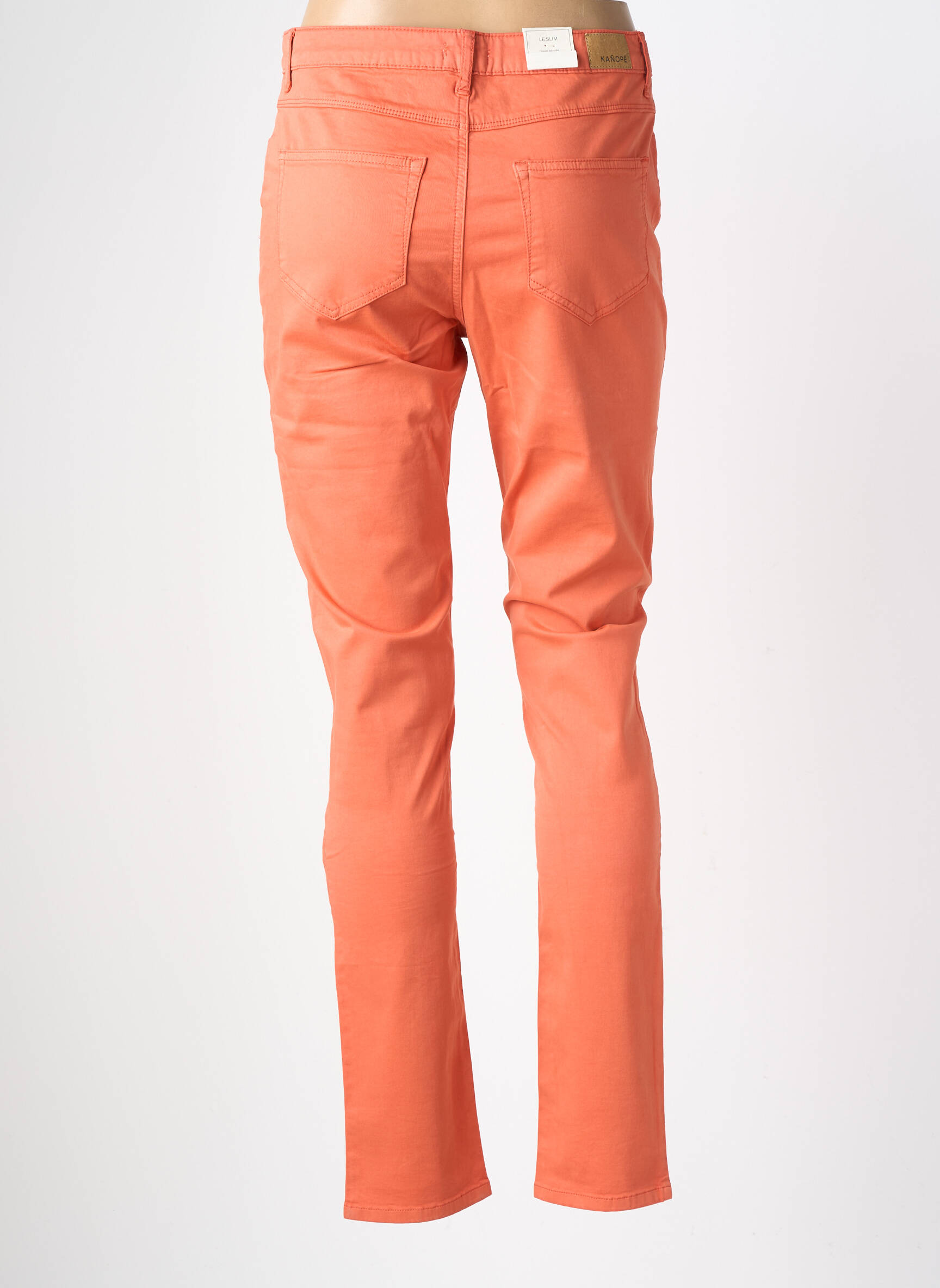 Pantalon slim tissage popeline taille normale orange KANOPE femme
