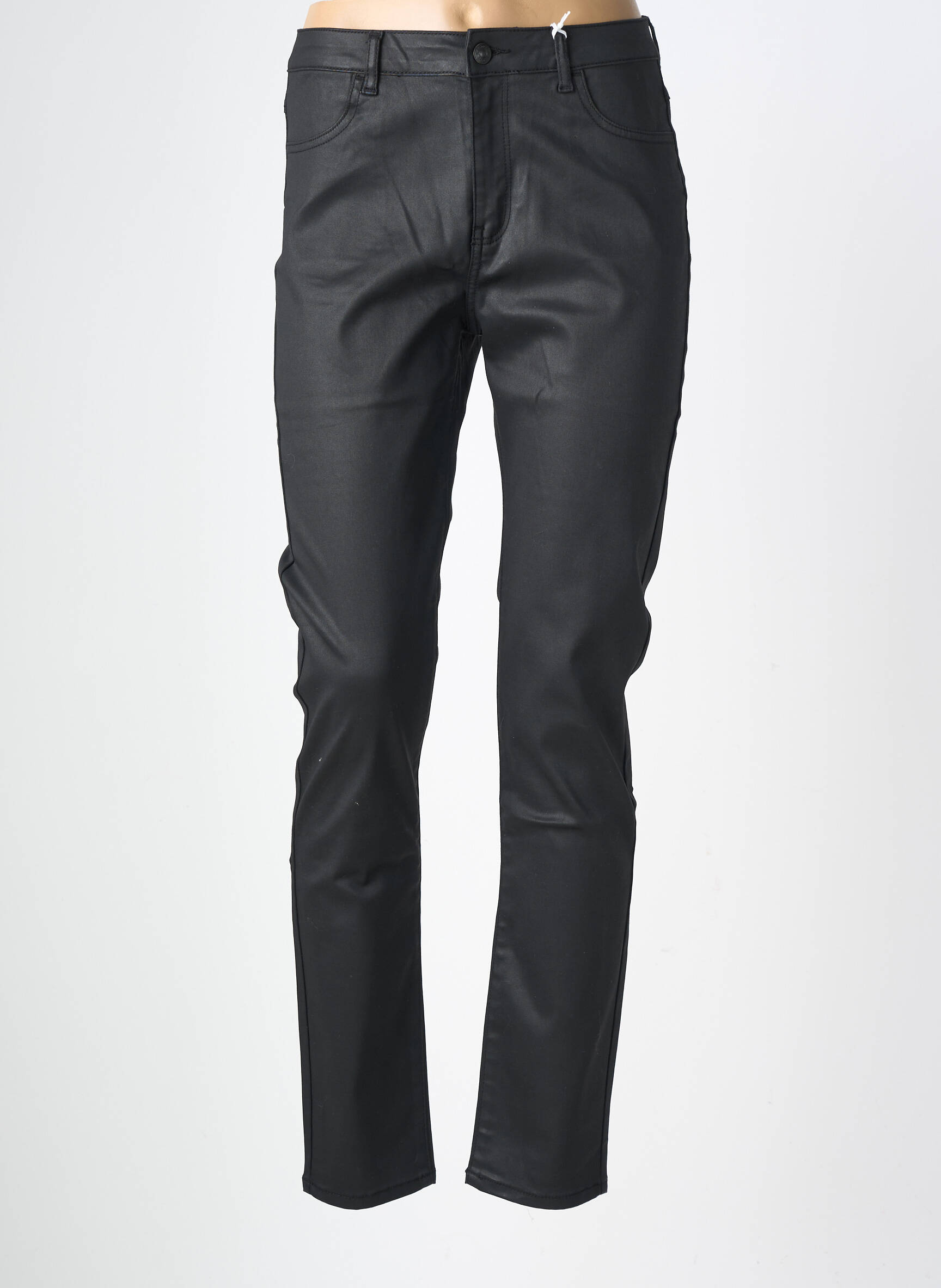 Pantalon slim tissage enduit taille normale noir KANOPE femme
