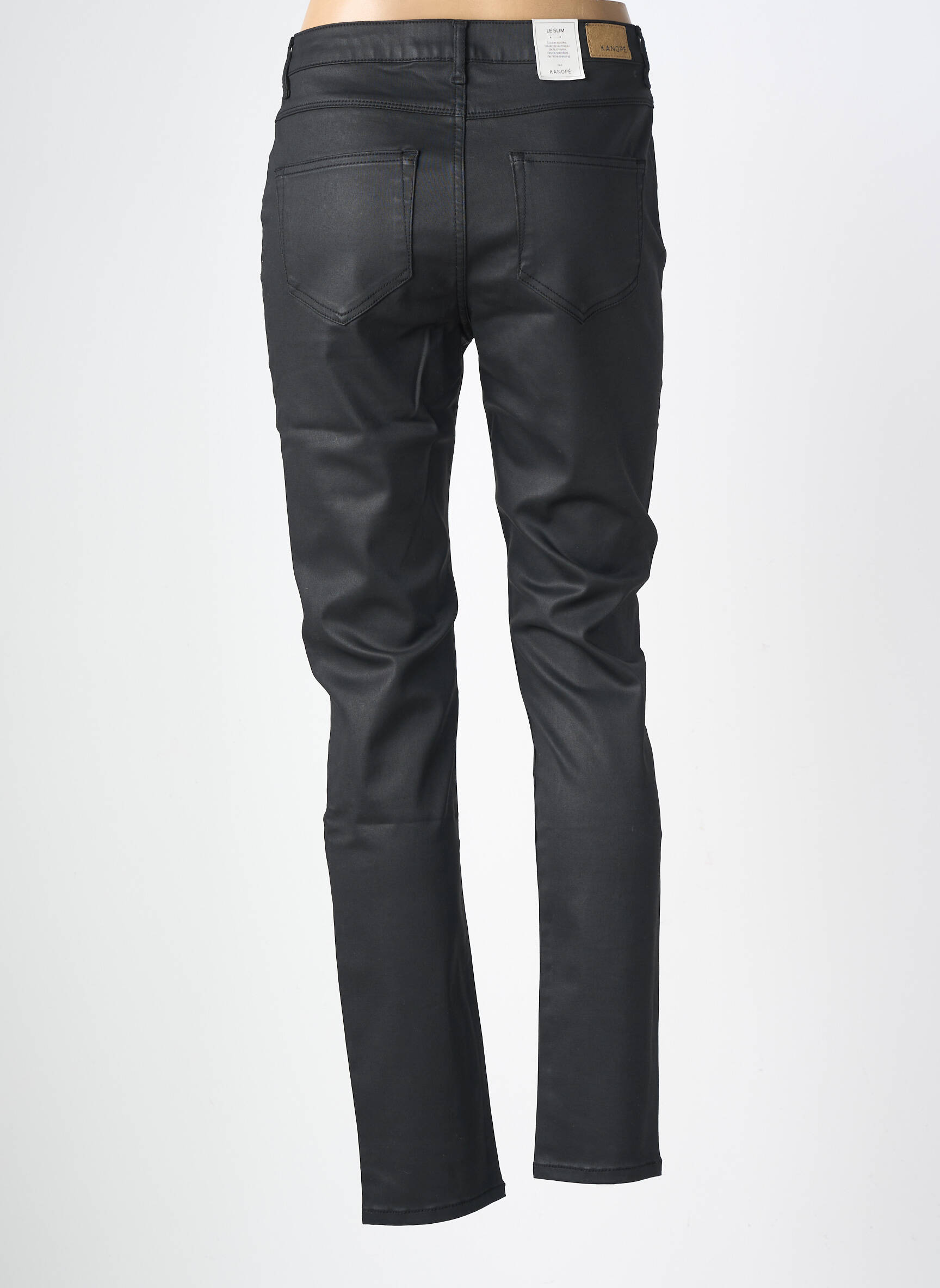 Pantalon slim tissage enduit taille normale noir KANOPE femme