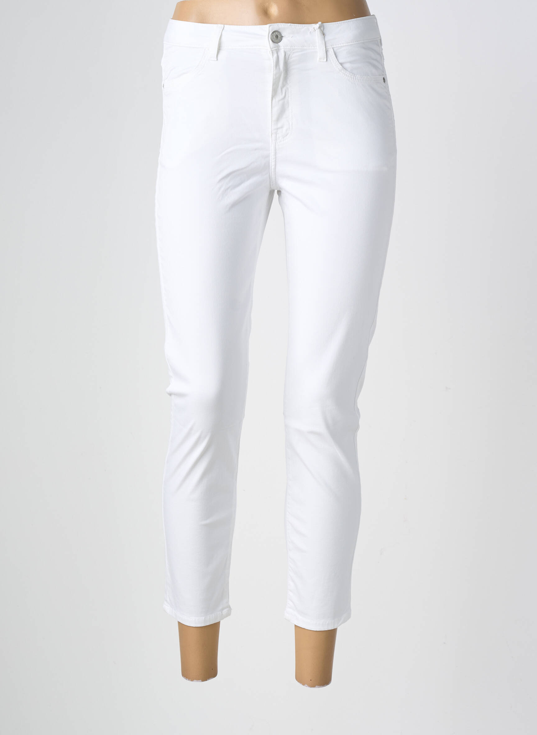 Pantalon 7/8 stretch taille normale blanc KANOPE femme