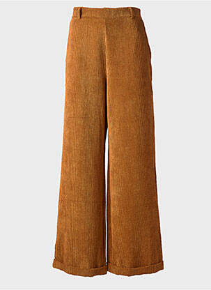 Pantalon large fermeture zip latéral taille haute jaune STUDIO PARISIEN femme