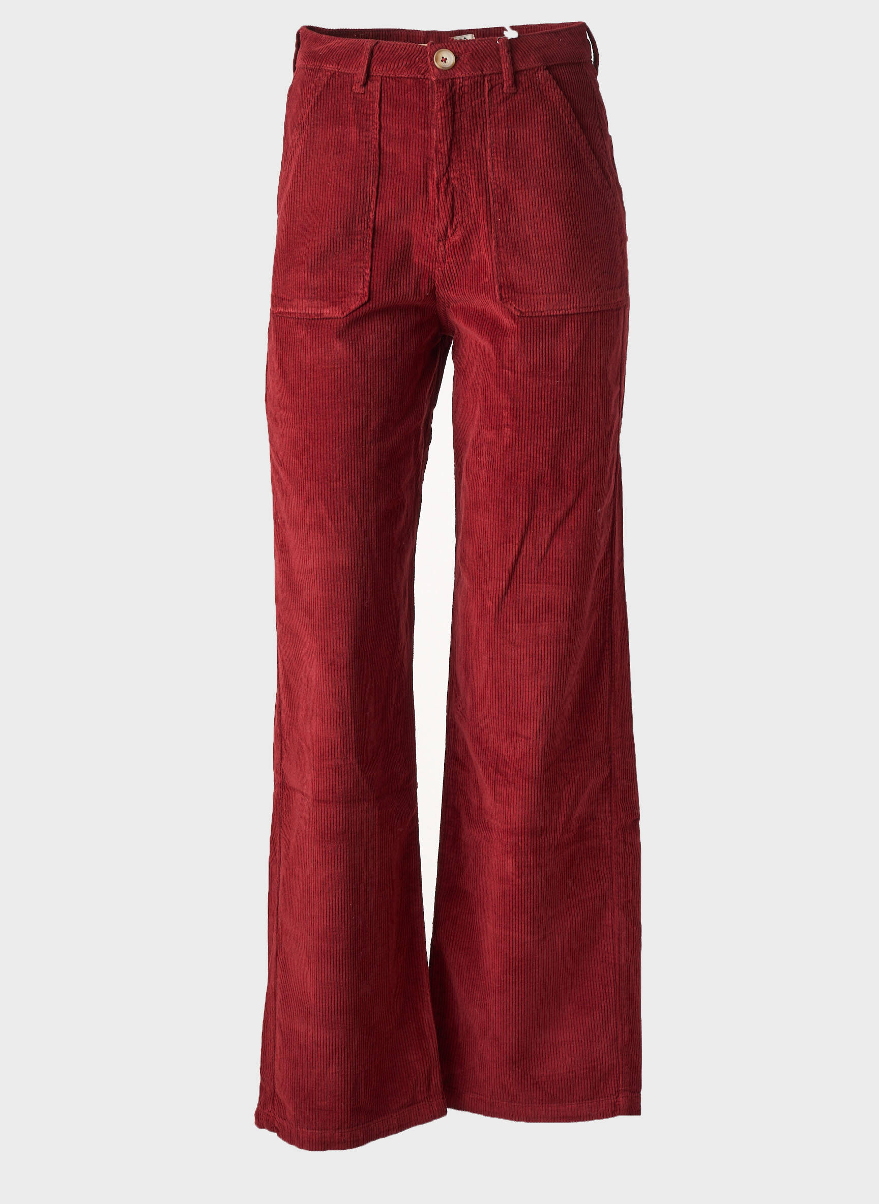 Pantalon flare stretch taille haute rouge KANOPE femme
