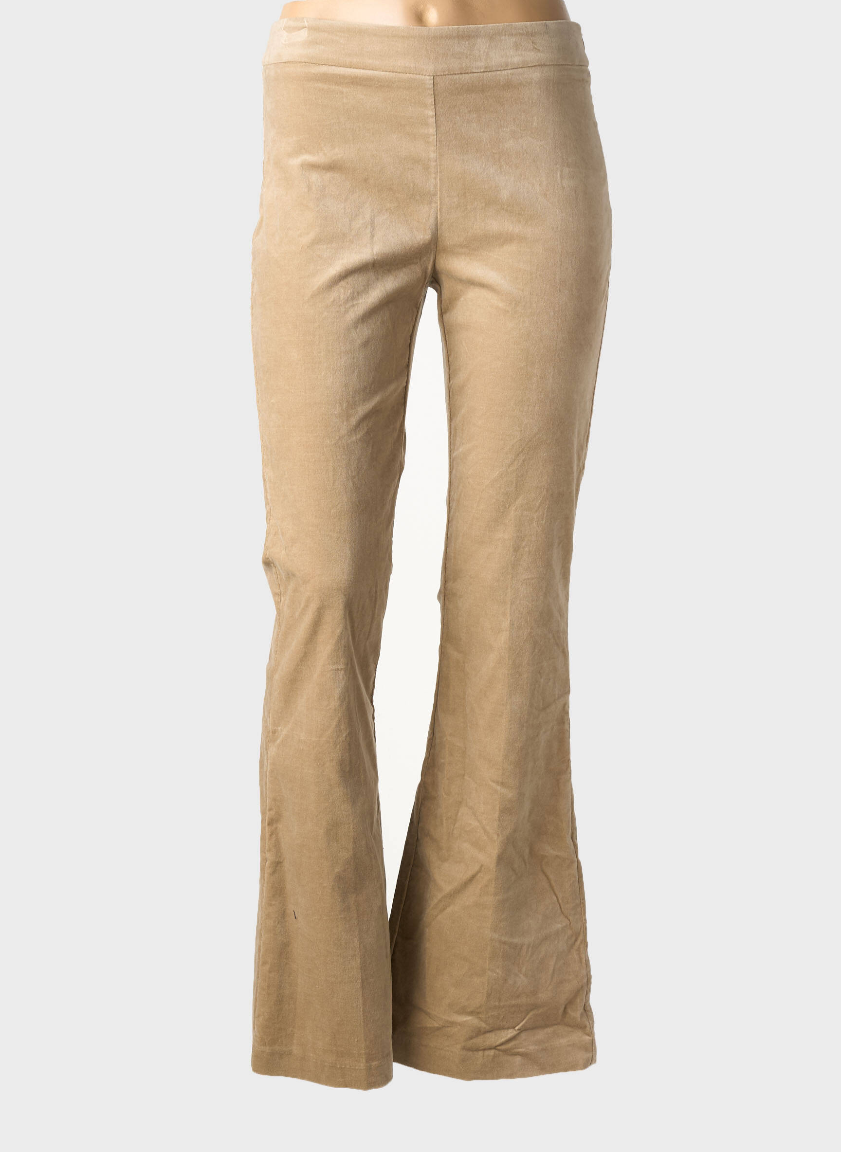 Pantalon flare stretch taille haute beige RINASCIMENTO femme