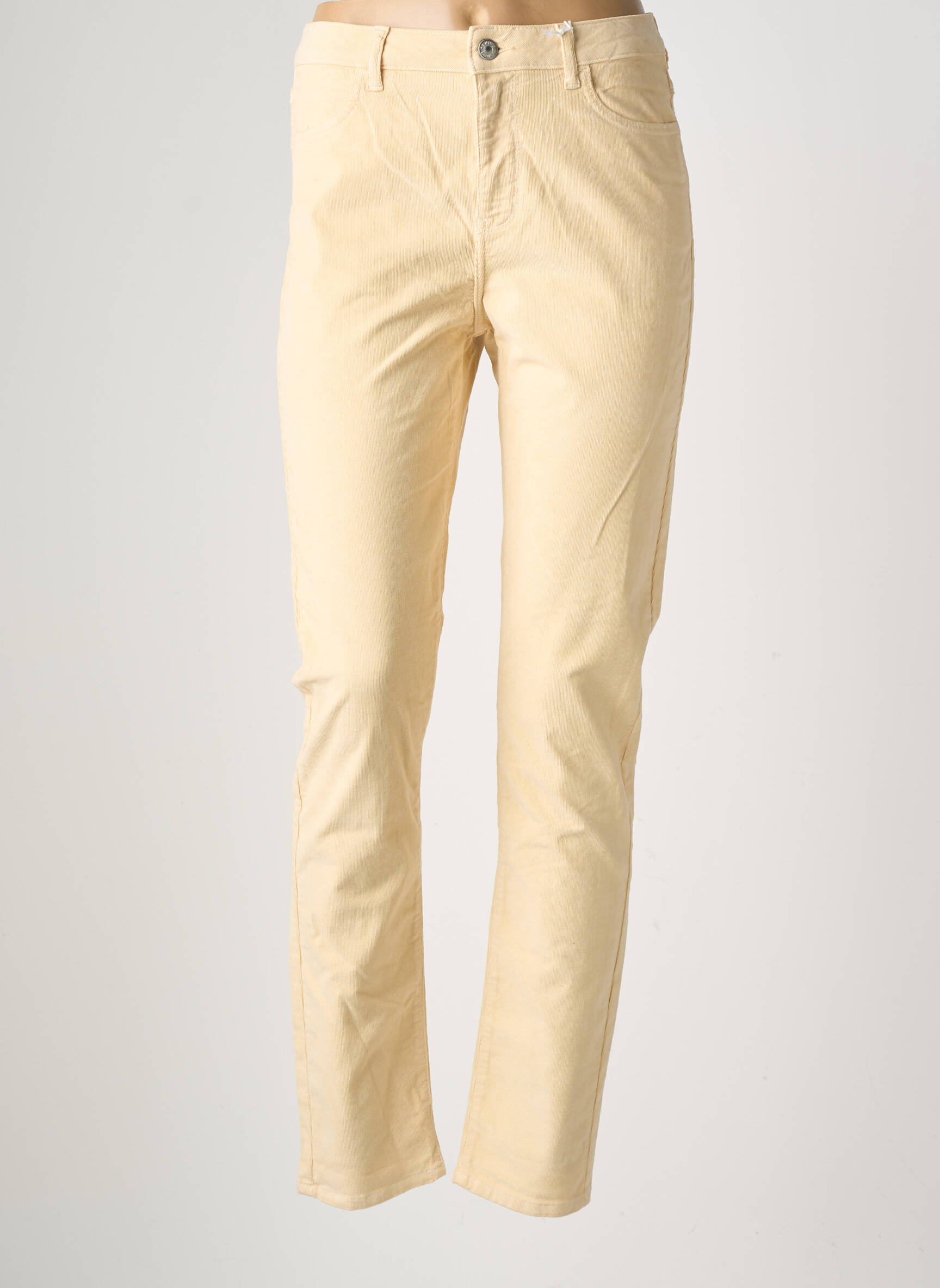 Pantalon slim taille haute taille haute beige KANOPE femme