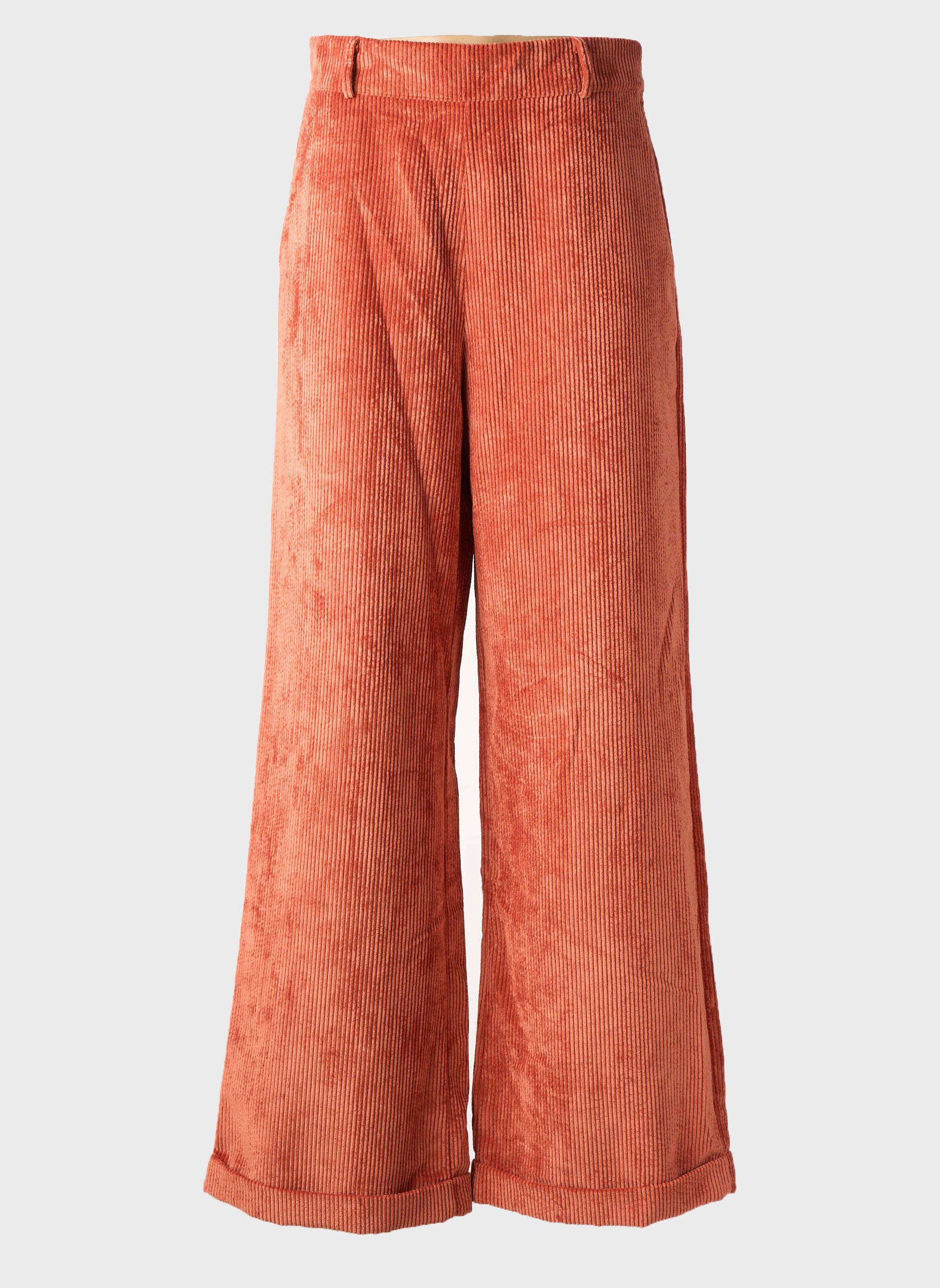 Pantalon large fermeture zip latéral taille haute orange STUDIO PARISIEN femme