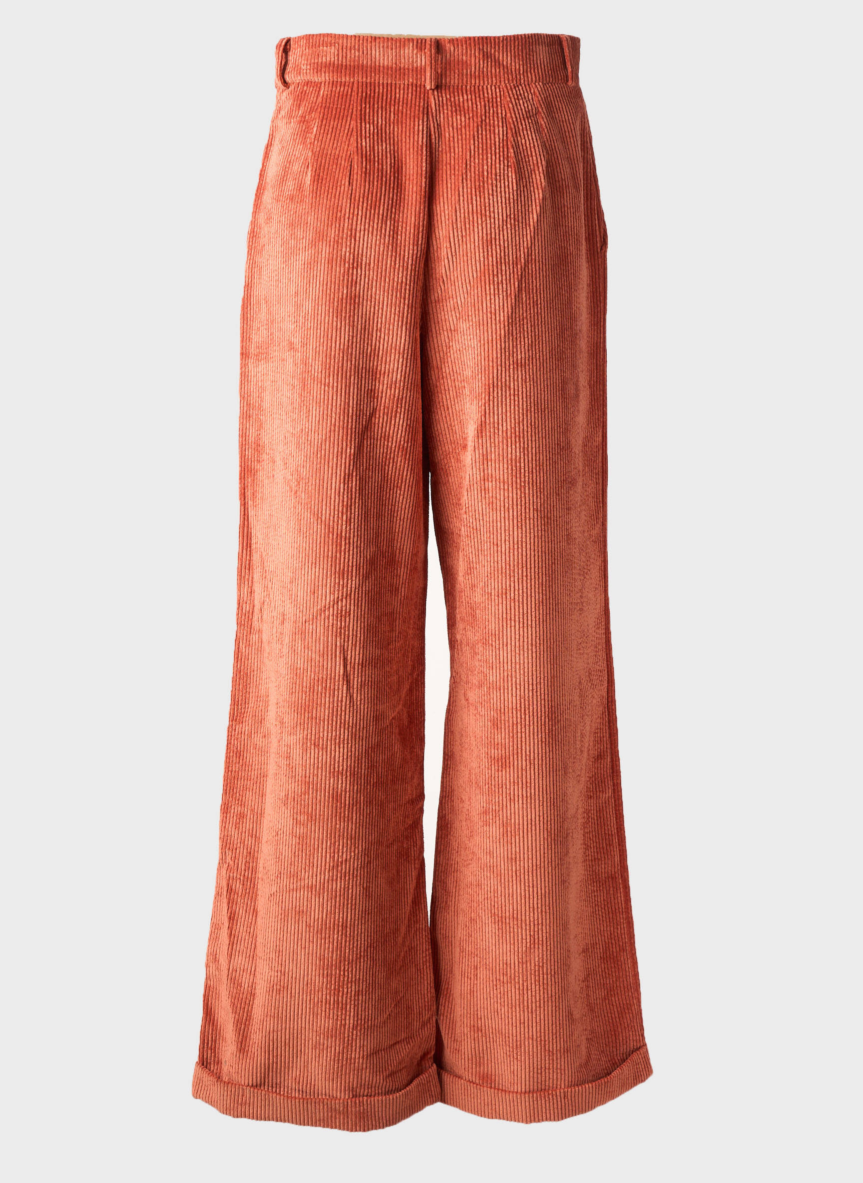 Pantalon large fermeture zip latéral taille haute orange STUDIO PARISIEN femme