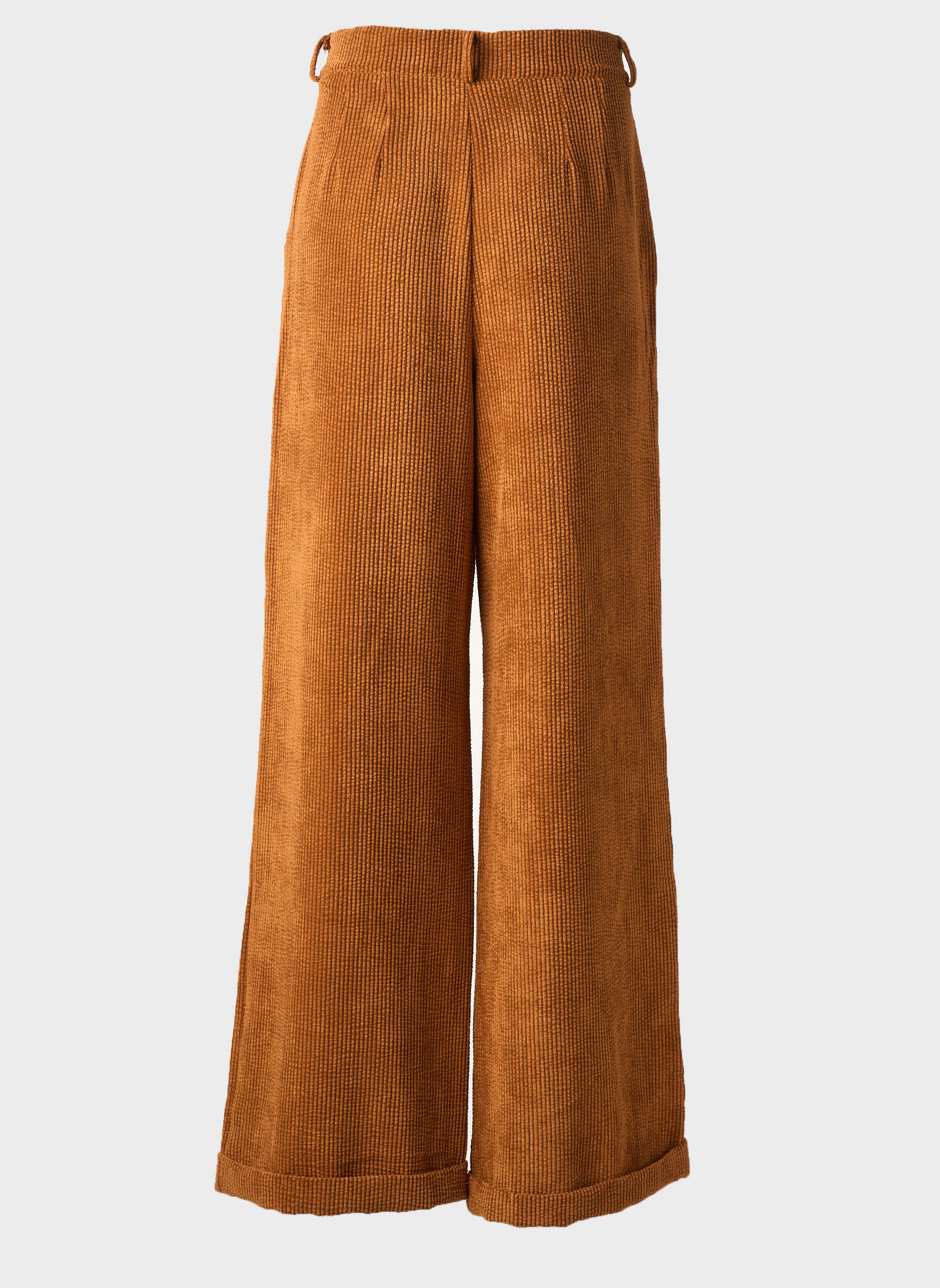 Pantalon large fermeture zip latéral taille haute jaune STUDIO PARISIEN femme