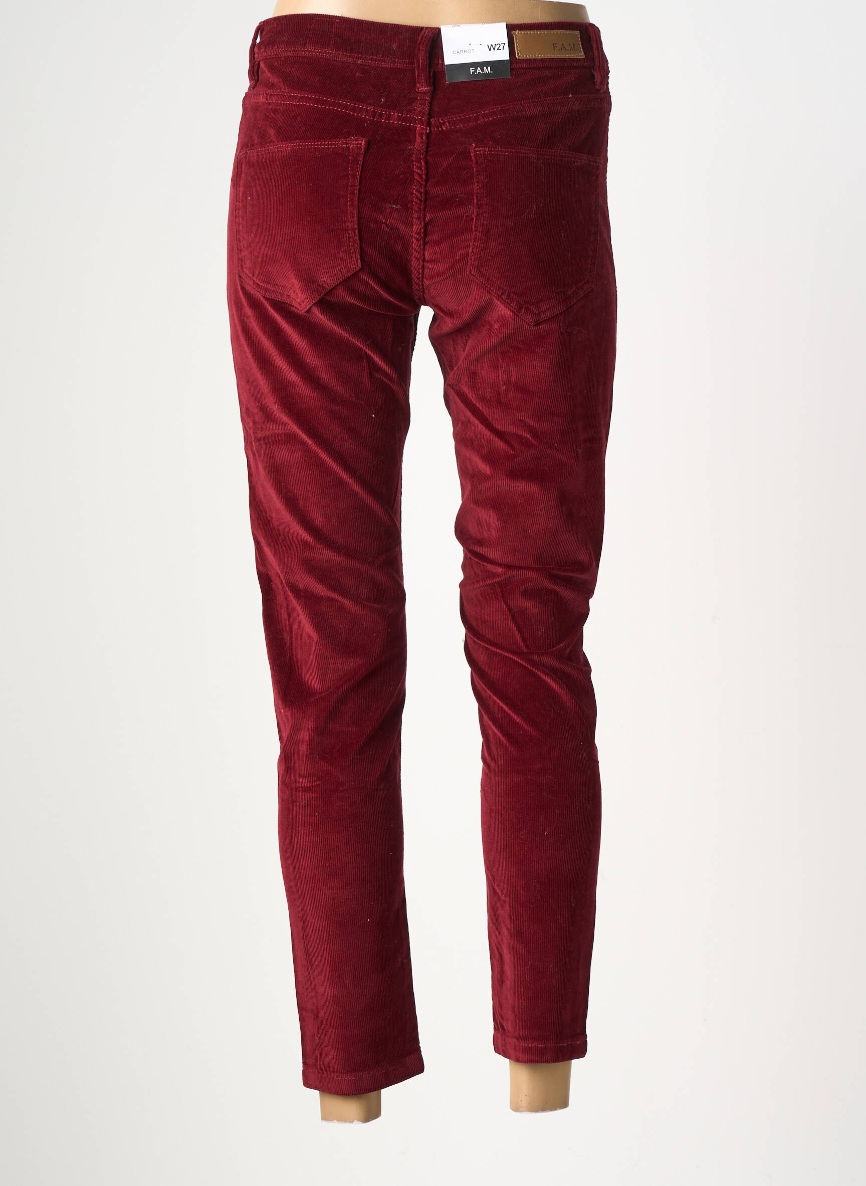 Pantalon slim stretch taille normale rouge F.A.M. femme