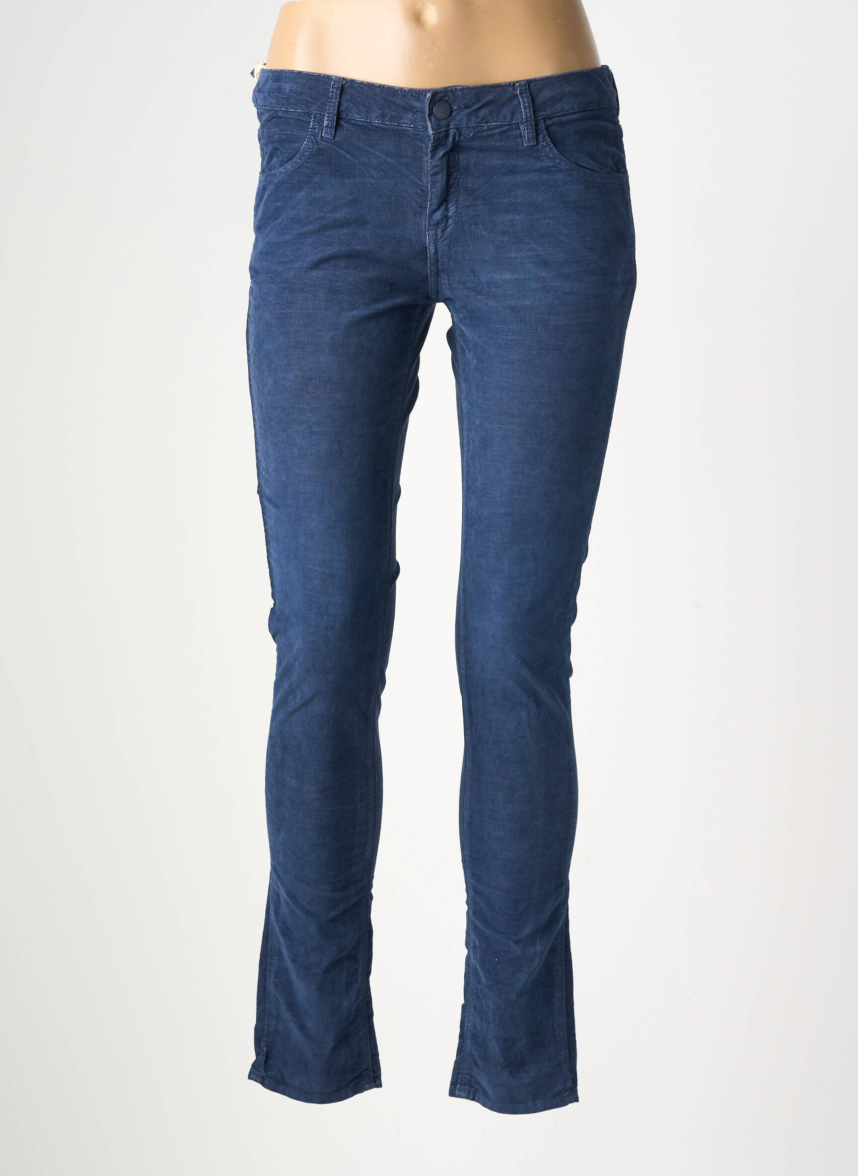 Pantalon slim taille basse taille basse bleu REIKO femme