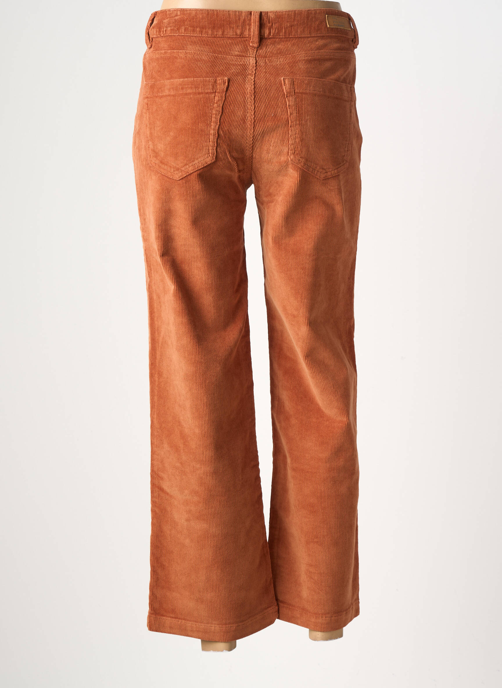 Pantalon large fermeture zippée sous rabat boutonné taille haute orange HAPPY femme
