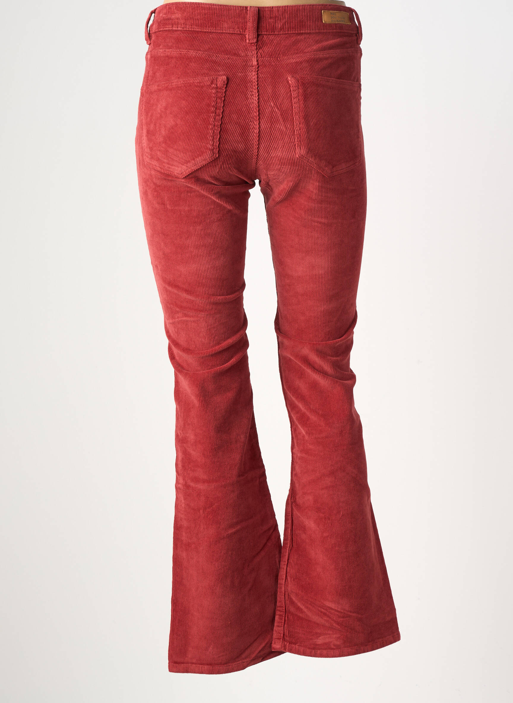 Pantalon flare stretch taille haute orange HAPPY femme