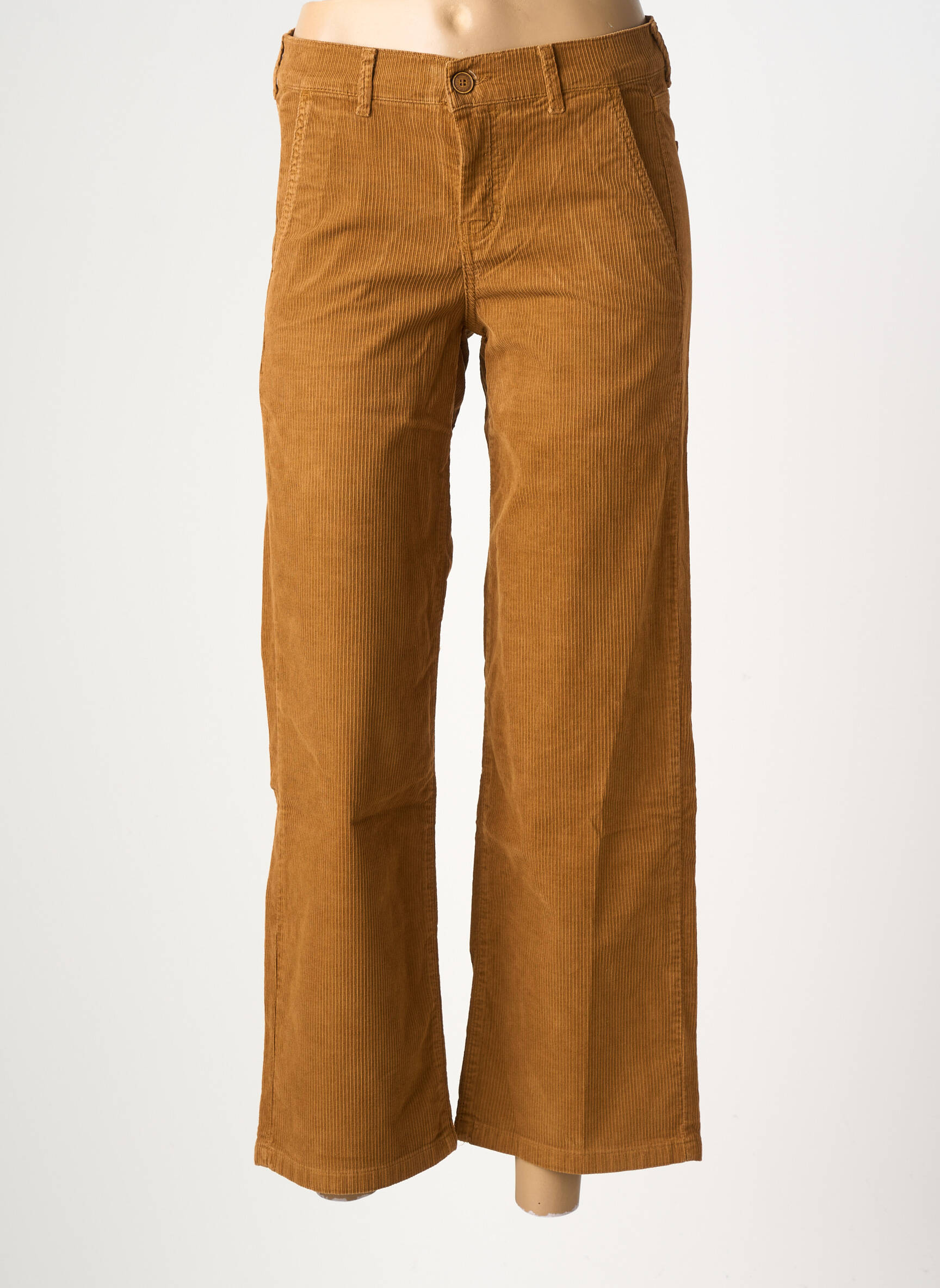 Pantalon 7/8 taille haute taille haute jaune HAPPY femme