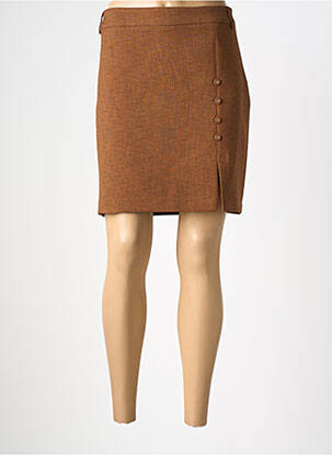 Jupe courte coupe droite marron AMELIE & AMELIE femme