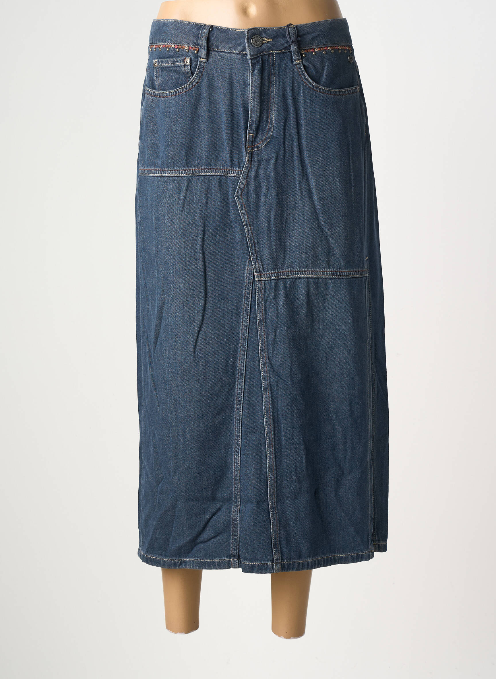 Jupe longue coupe droite bleu FREEMAN T.PORTER femme