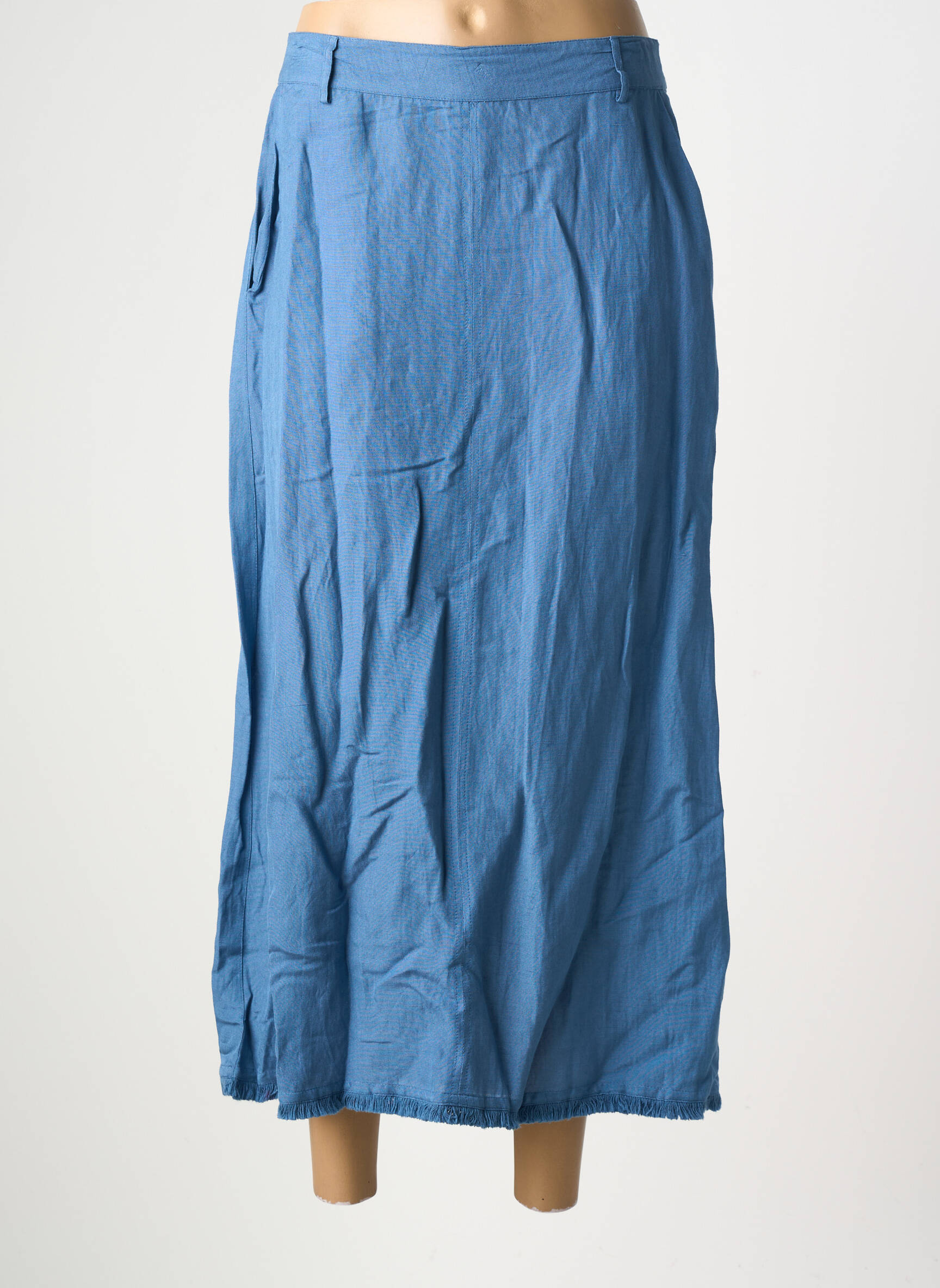 Jupe longue coupe droite bleu VAN-DOS femme