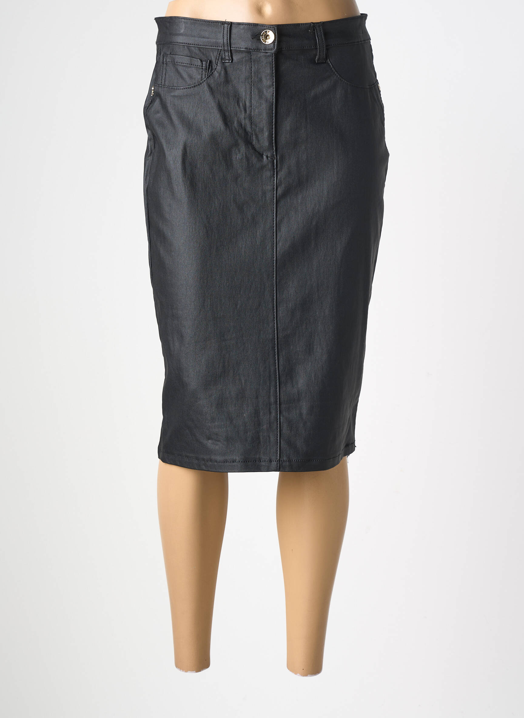 Jupe mi-longue stretch noir RINASCIMENTO femme
