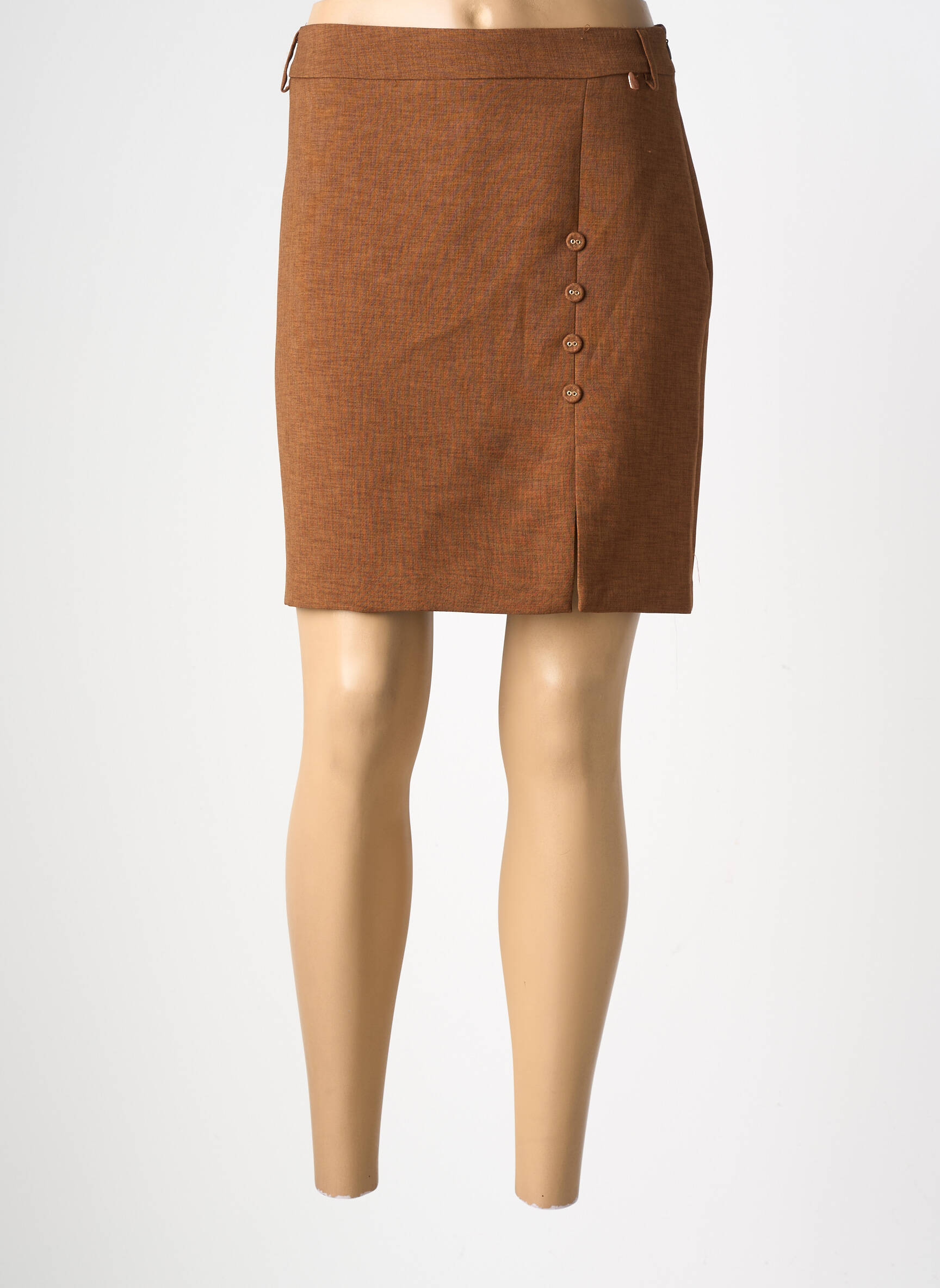 Jupe courte taille normale marron AMELIE & AMELIE femme
