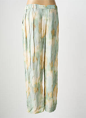 Pantalon droit tissage crêpe taille normale vert INDI & COLD femme