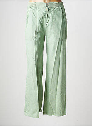 Pantalon large fermeture zippée sous rabat boutonné taille haute vert REIKO femme