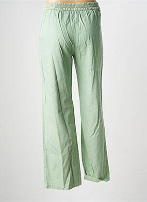 Pantalon large tissage crêpe taille haute vert REIKO femme