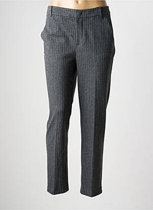 Pantalon chino fermeture zippée sous rabat avec crochet taille normale gris OUI femme