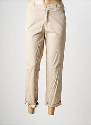 Pantalon chino tissage popeline taille normale beige HAPPY femme