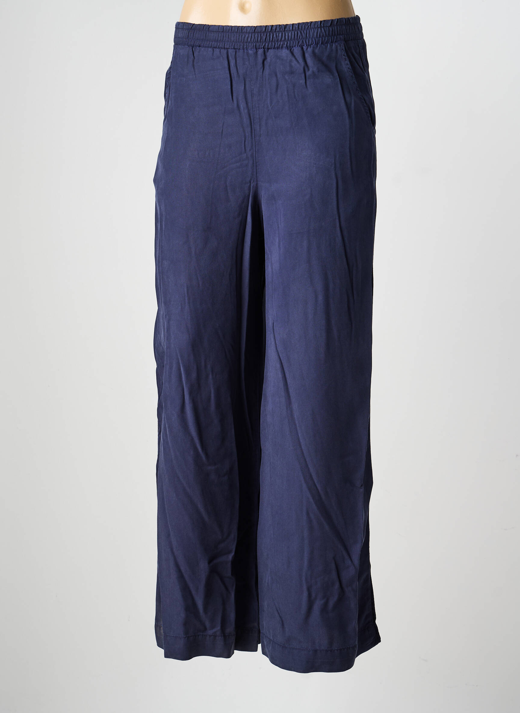 Pantalon large tissage popeline taille normale bleu KANOPE femme
