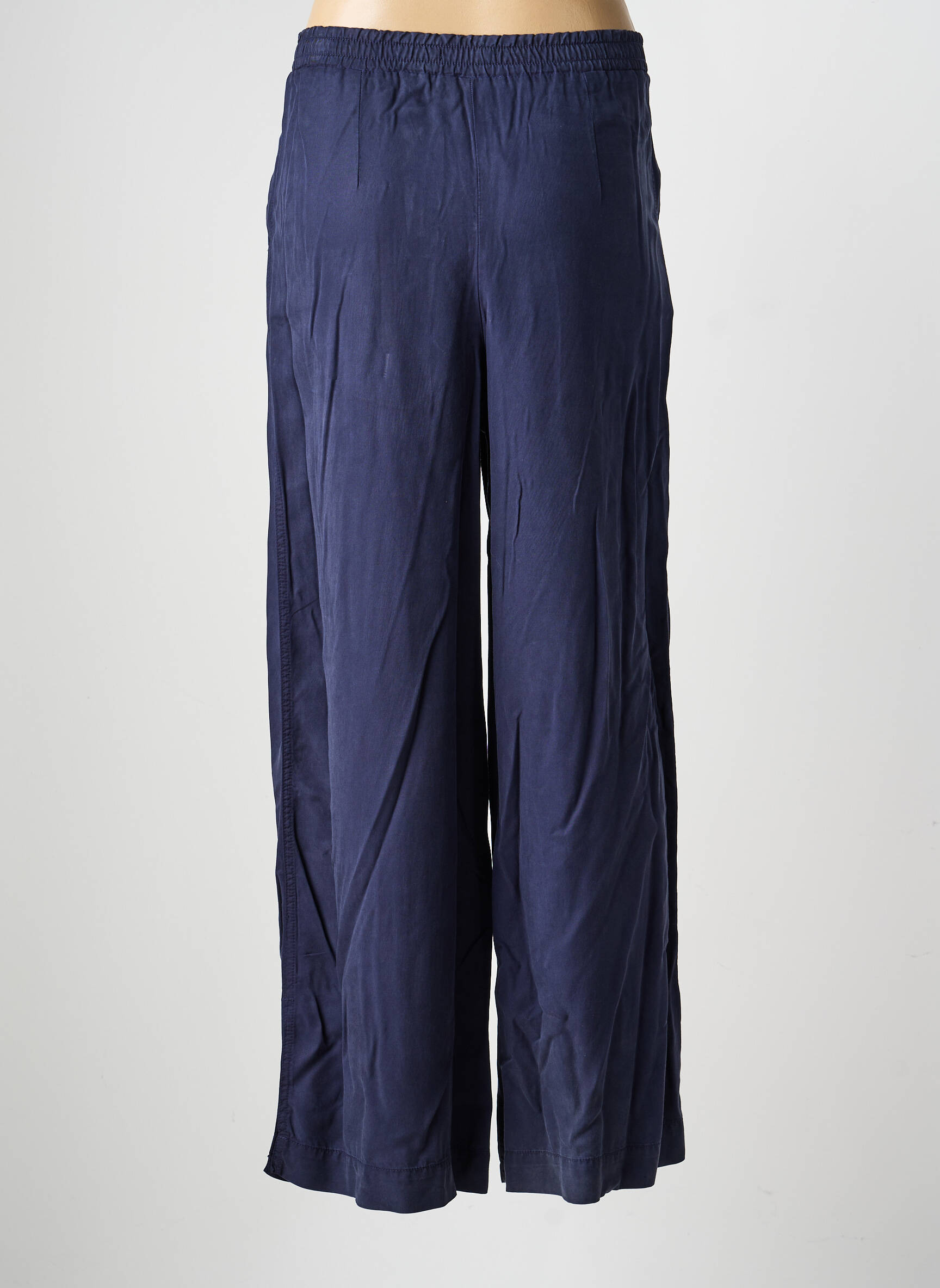 Pantalon large tissage popeline taille normale bleu KANOPE femme