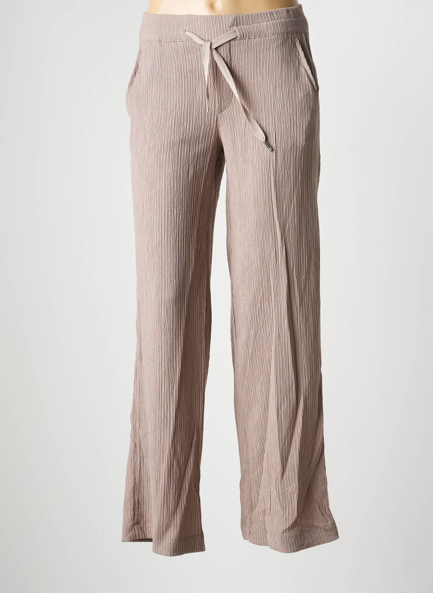 Pantalon droit tissage crêpe taille normale blanc STREET ONE femme