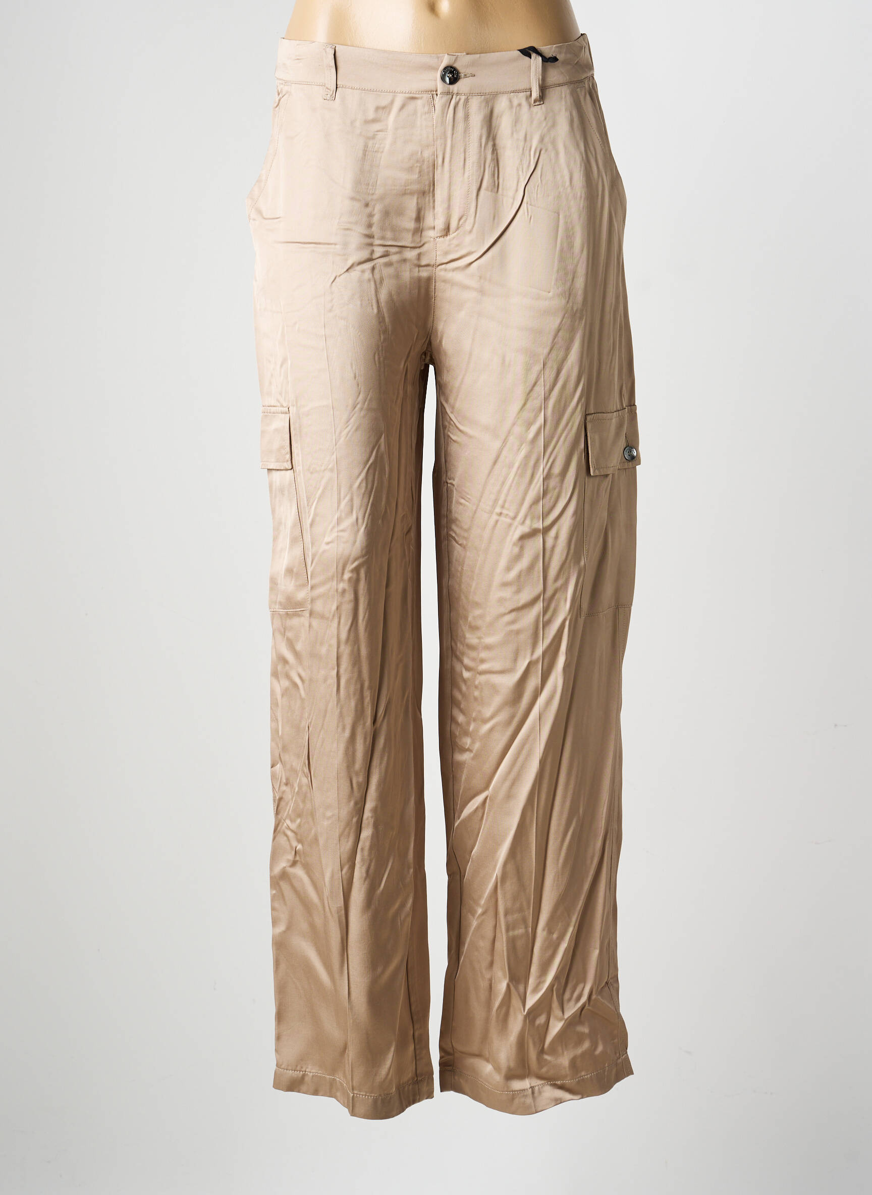 Pantalon large fermeture zippée sous rabat boutonné taille normale marron STREET ONE femme