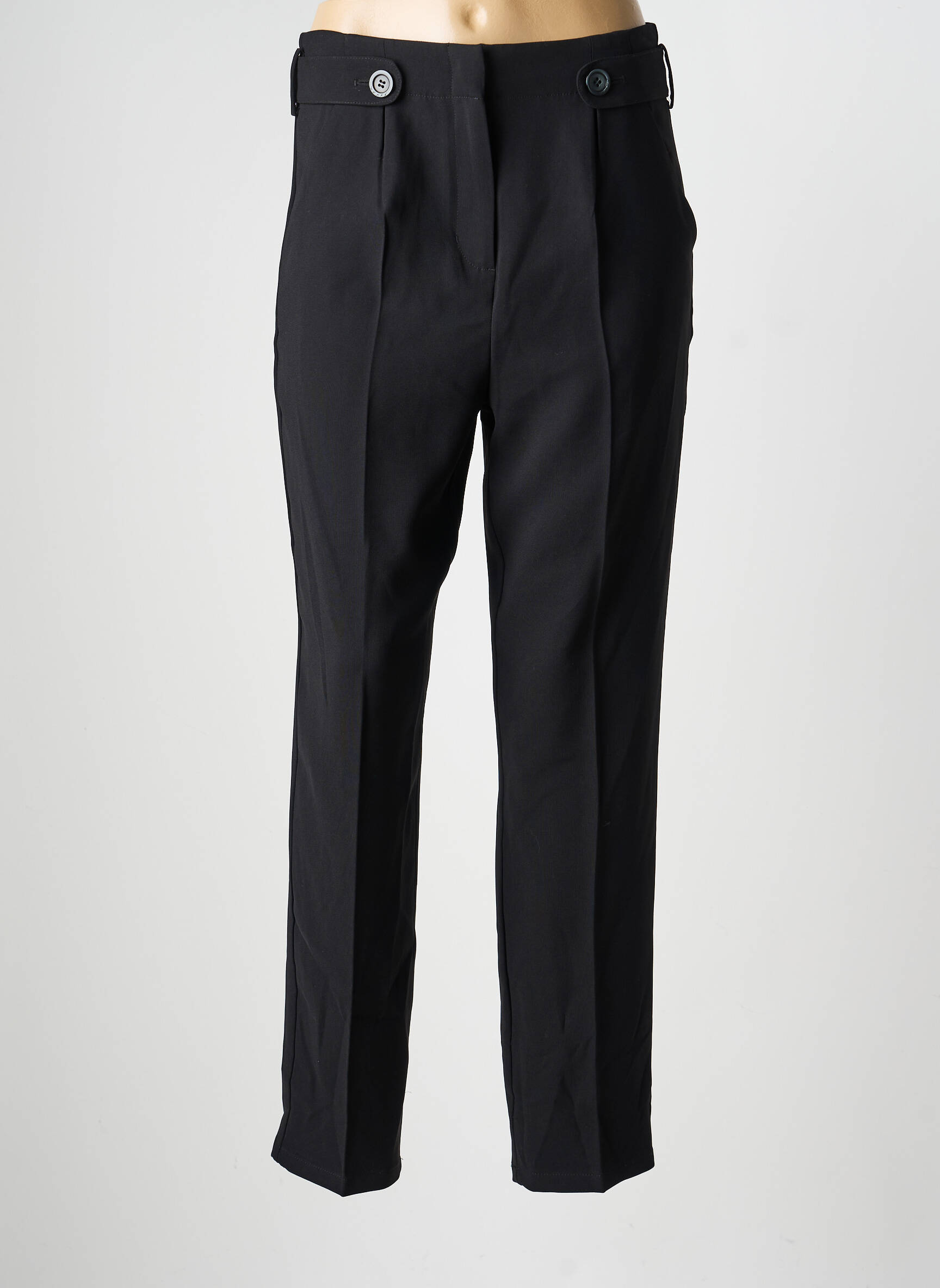 Pantalon droit tissage crêpe taille haute noir SCHOOL RAG femme
