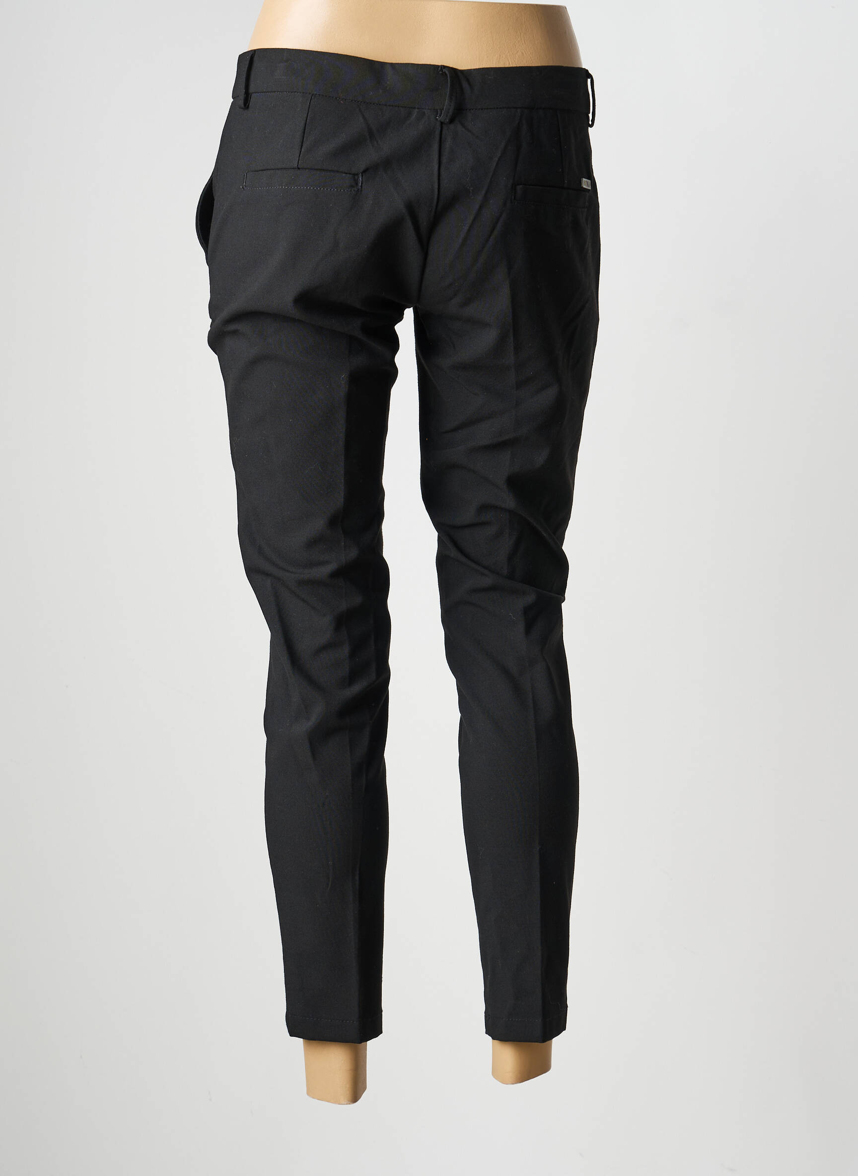 Pantalon chino fermeture zippée sous rabat boutonné taille normale noir REIKO femme