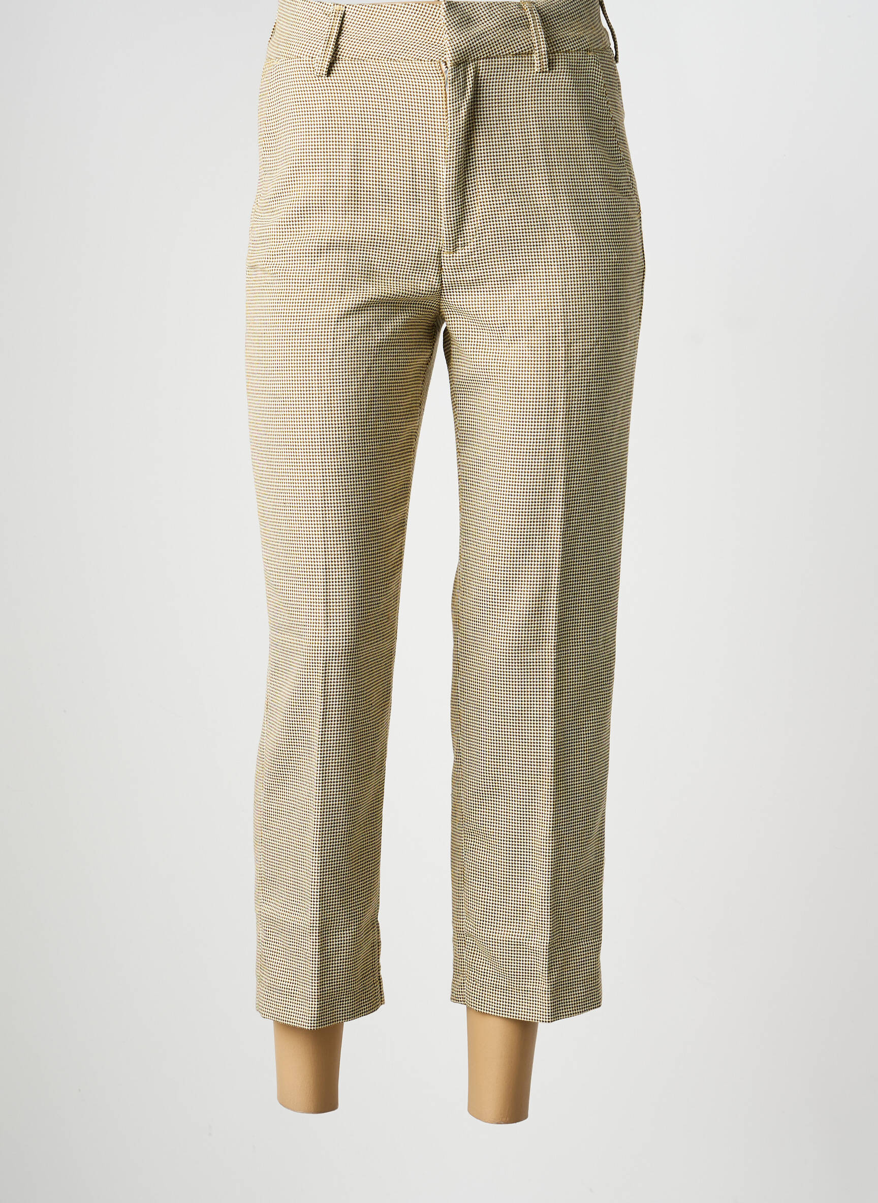 Pantalon 7/8 taille à pinces taille normale beige REIKO femme