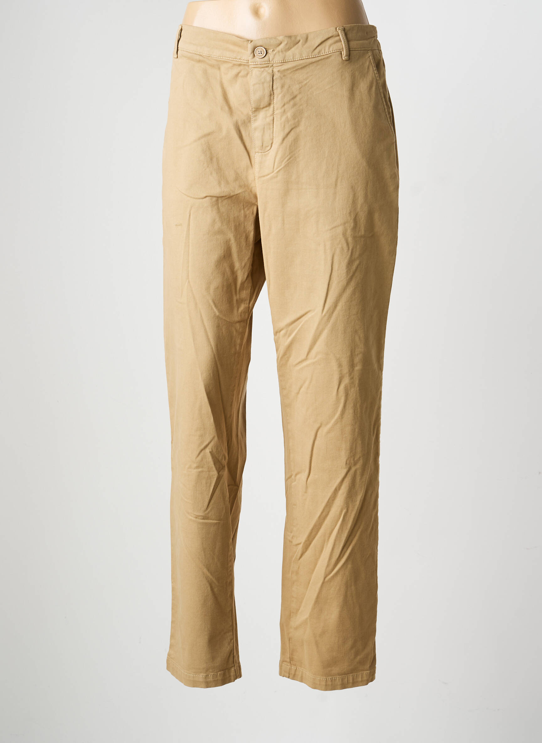 Pantalon chino tissage popeline taille normale beige HAPPY femme