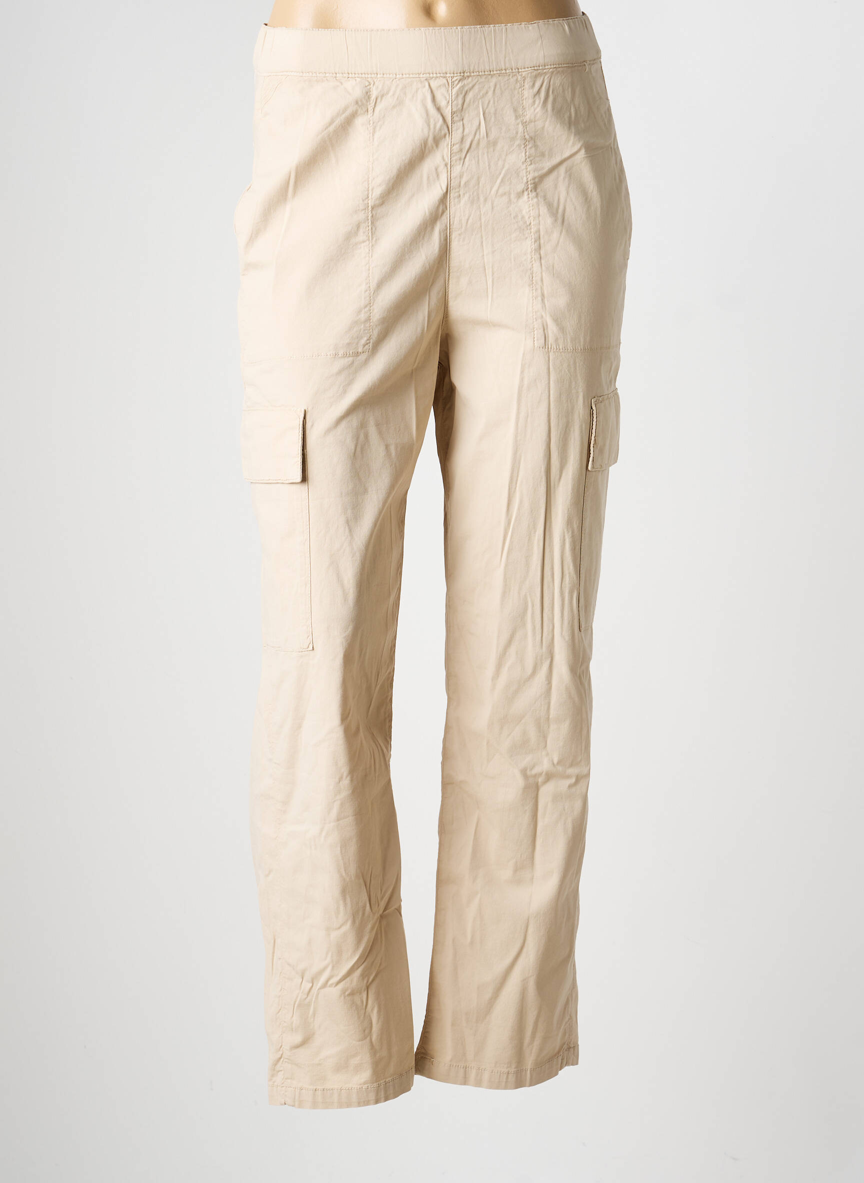Pantalon cargo slim taille normale beige REIKO femme