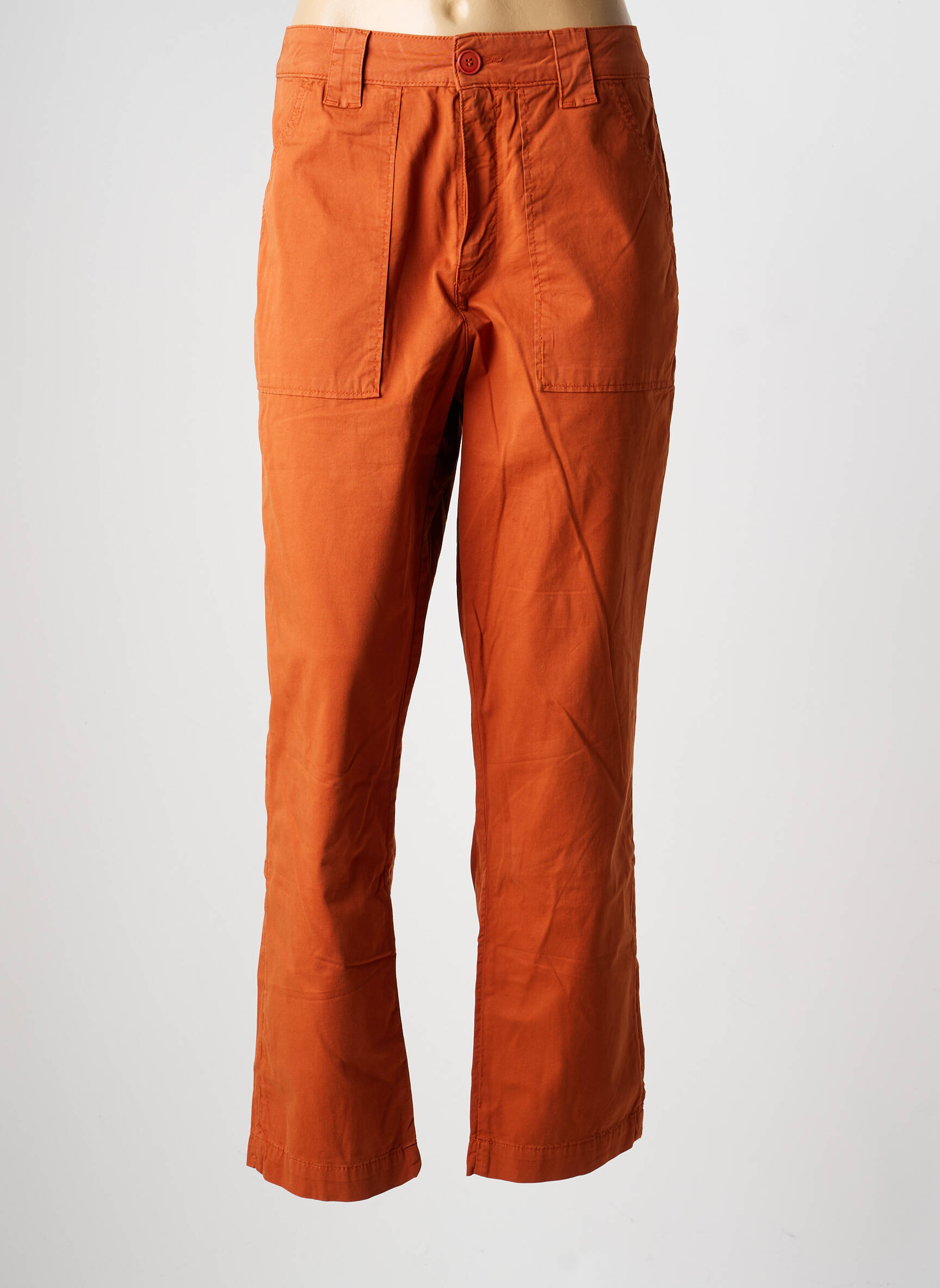 Pantalon chino tissage popeline taille normale orange KANOPE femme