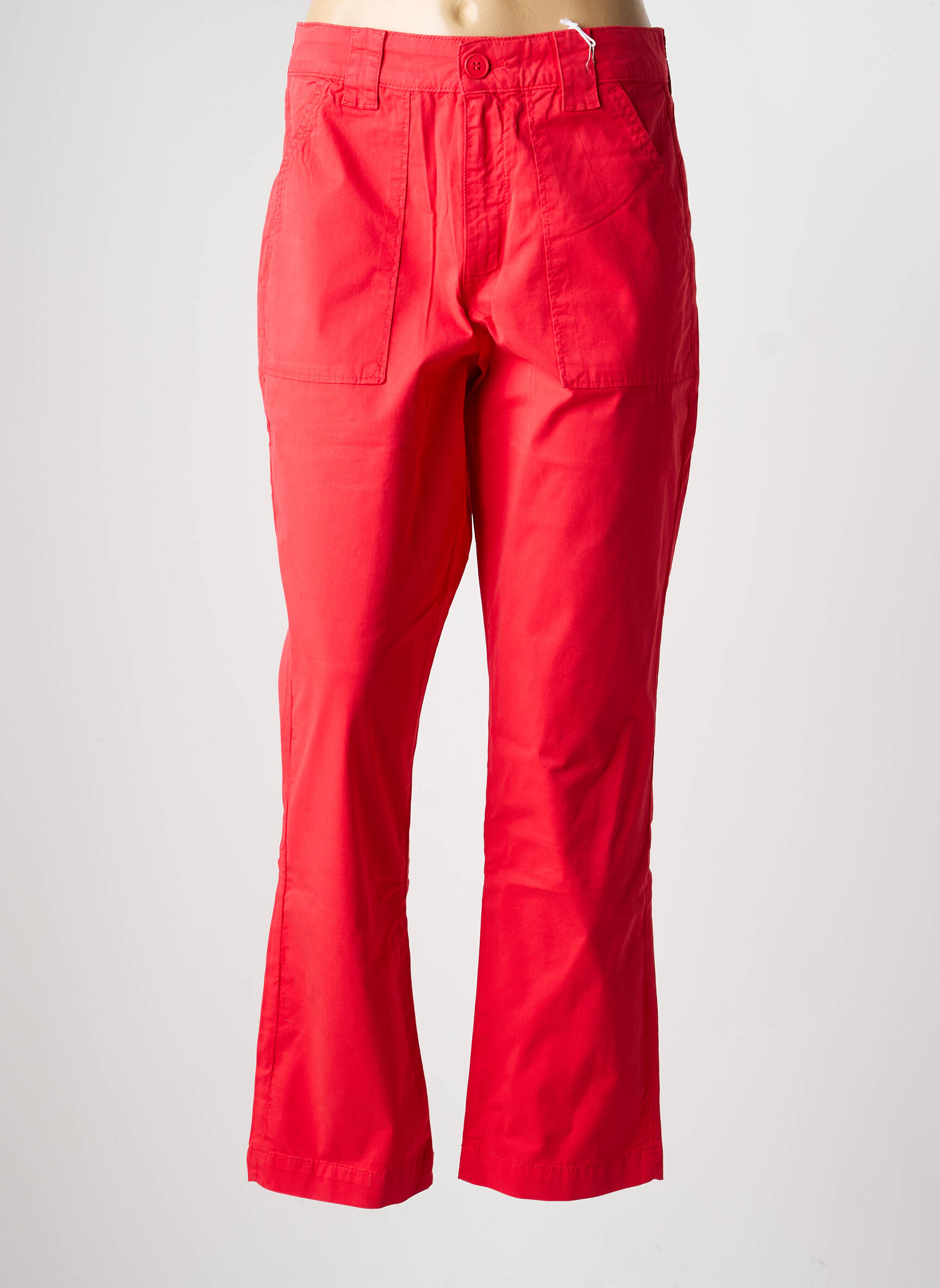 Pantalon droit tissage popeline taille normale rouge KANOPE femme