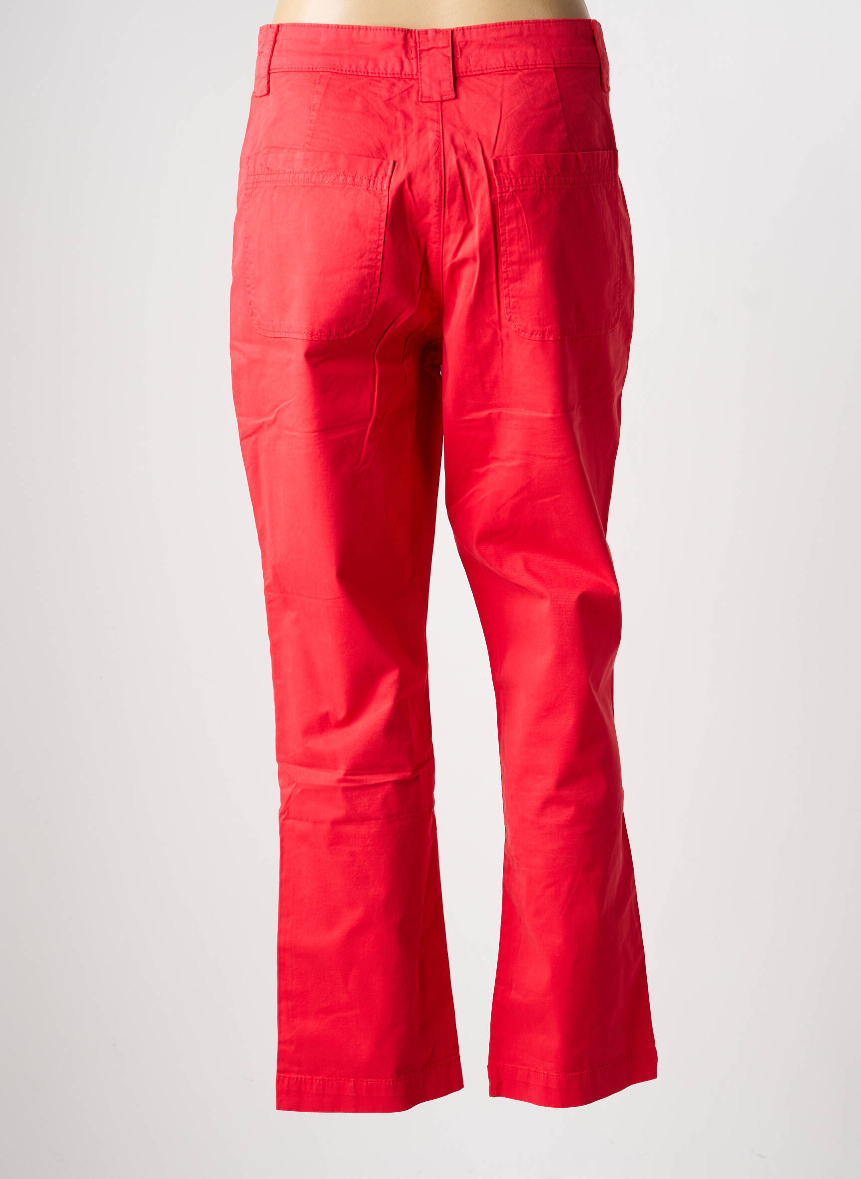 Pantalon droit tissage popeline taille normale rouge KANOPE femme